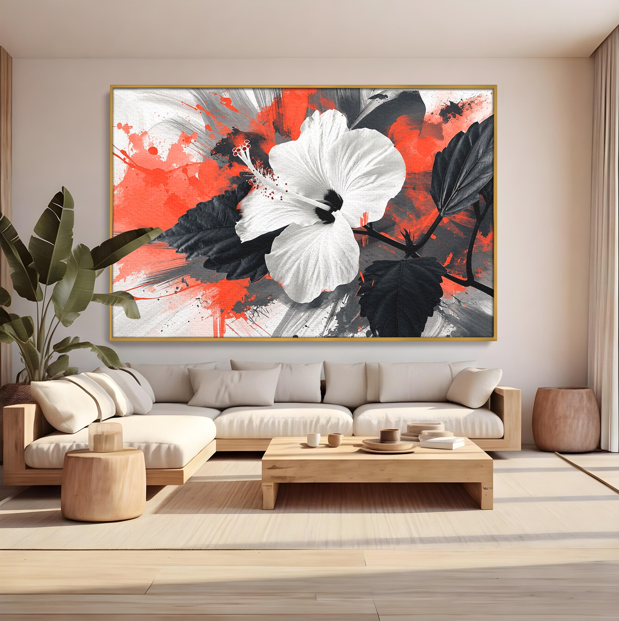 Tablou Canvas Premium LuxCanva® A1856, Floare Hibiscus Abstracta, Floare, Hibiscus, Abstract, Living, Dormitor, Culori Vibrante