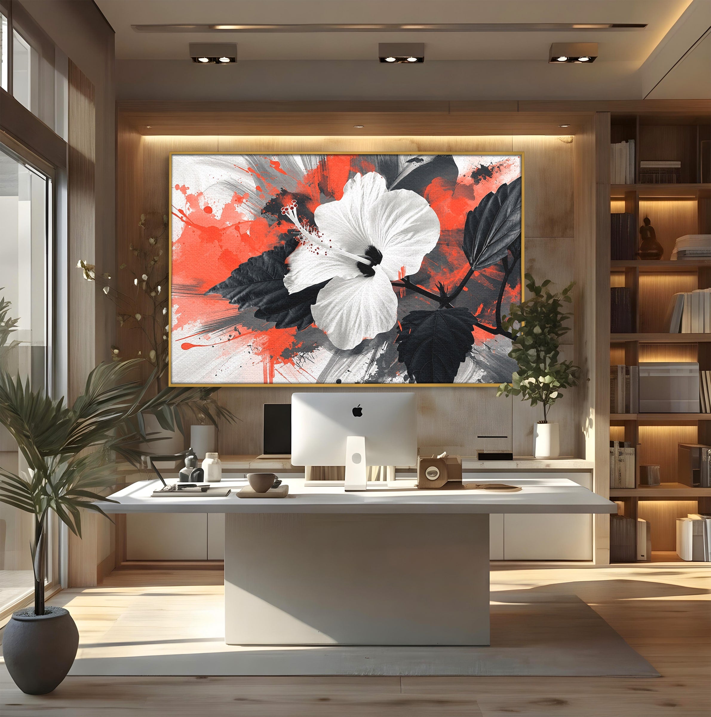 Tablou Canvas Premium LuxCanva® A1856, Floare Hibiscus Abstracta, Floare, Hibiscus, Abstract, Living, Dormitor, Culori Vibrante