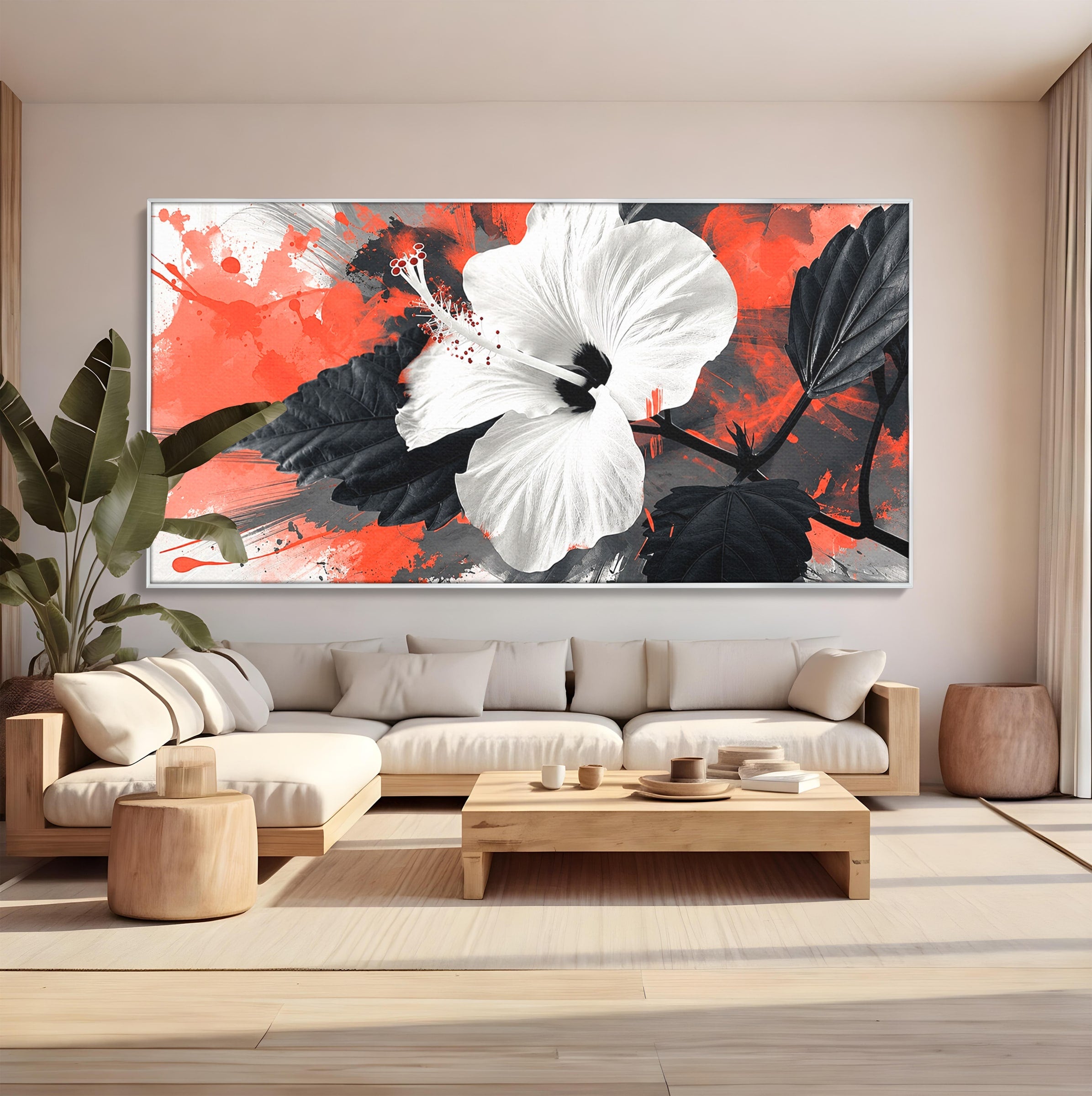Tablou Canvas Premium LuxCanva® A1856, Floare Hibiscus Abstracta, Floare, Hibiscus, Abstract, Living, Dormitor, Culori Vibrante