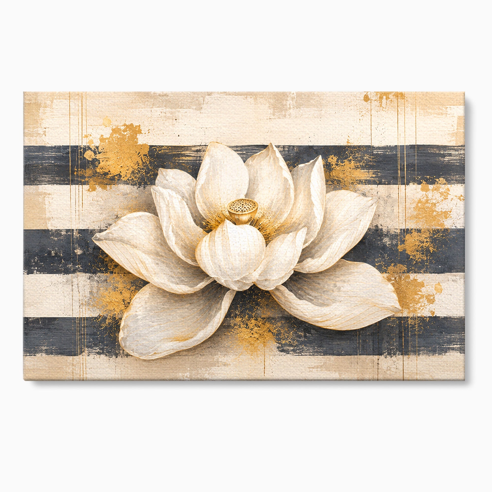 Tablou Canvas Premium LuxCanva® A1857, Floare De Lotus Aurie, Floare, Lotus, Abstract, Eleganta, Dormitor, Living, Culori Vibrante