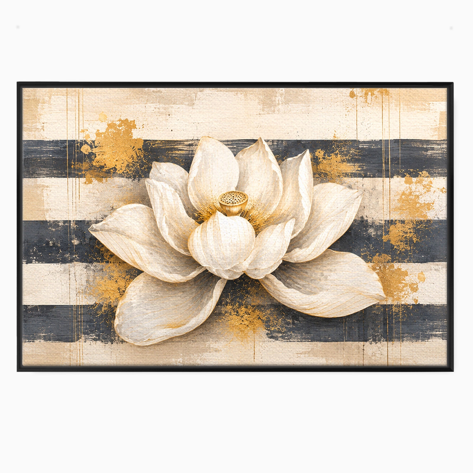 Tablou Canvas Premium LuxCanva® A1857, Floare De Lotus Aurie, Floare, Lotus, Abstract, Eleganta, Dormitor, Living, Culori Vibrante