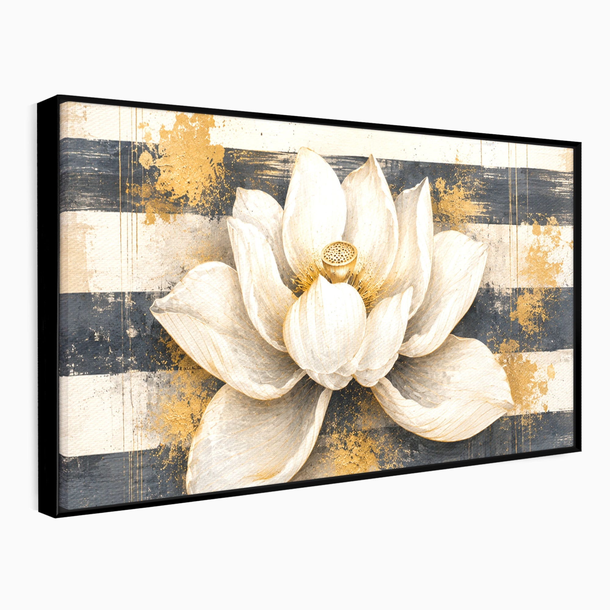 Tablou Canvas Premium LuxCanva® A1857, Floare De Lotus Aurie, Floare, Lotus, Abstract, Eleganta, Dormitor, Living, Culori Vibrante