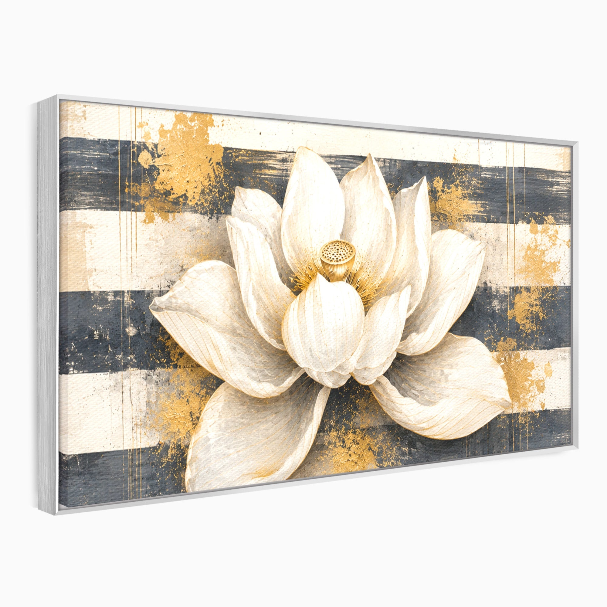 Tablou Canvas Premium LuxCanva® A1857, Floare De Lotus Aurie, Floare, Lotus, Abstract, Eleganta, Dormitor, Living, Culori Vibrante