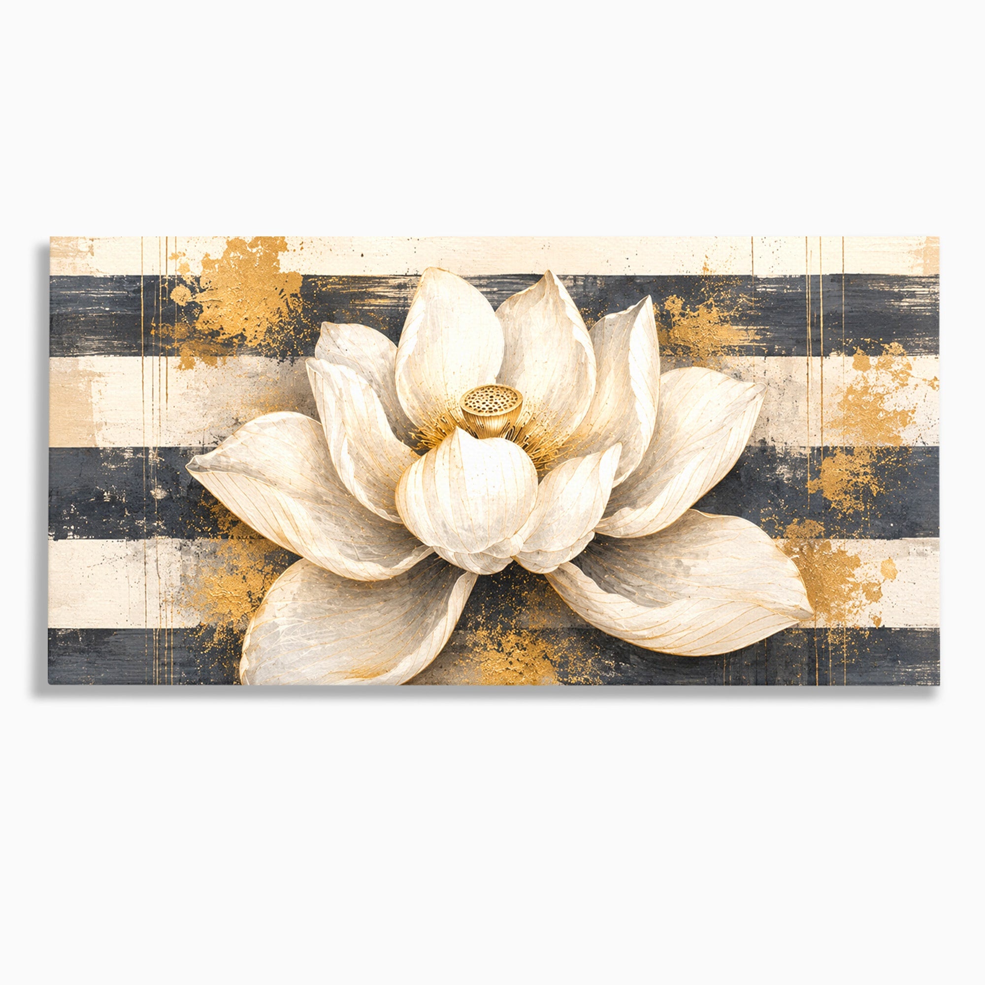 Tablou Canvas Premium LuxCanva® A1857, Floare De Lotus Aurie, Floare, Lotus, Abstract, Eleganta, Dormitor, Living, Culori Vibrante