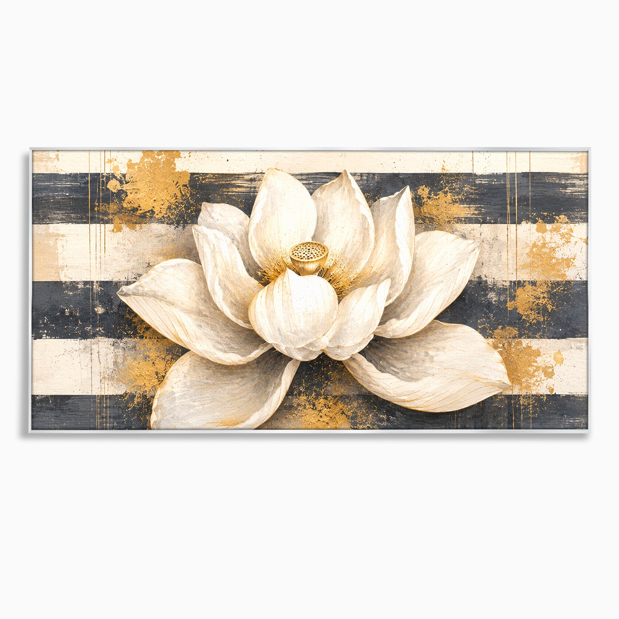 Tablou Canvas Premium LuxCanva® A1857, Floare De Lotus Aurie, Floare, Lotus, Abstract, Eleganta, Dormitor, Living, Culori Vibrante