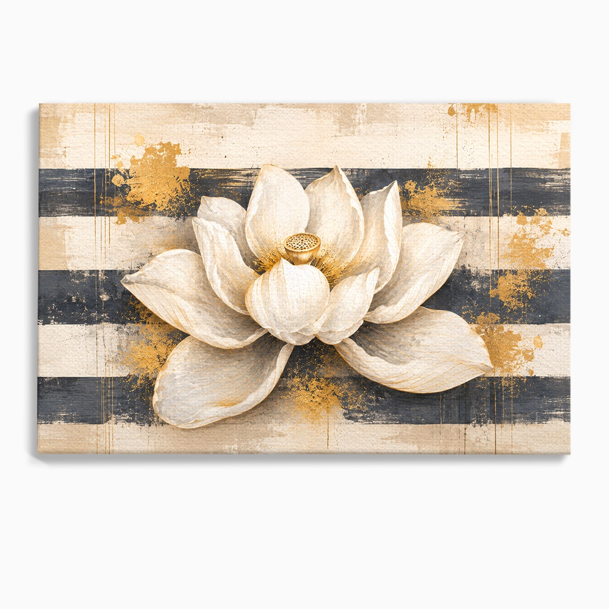 Tablou Canvas Premium LuxCanva® A1857, Floare De Lotus Aurie, Floare, Lotus, Abstract, Eleganta, Dormitor, Living, Culori Vibrante