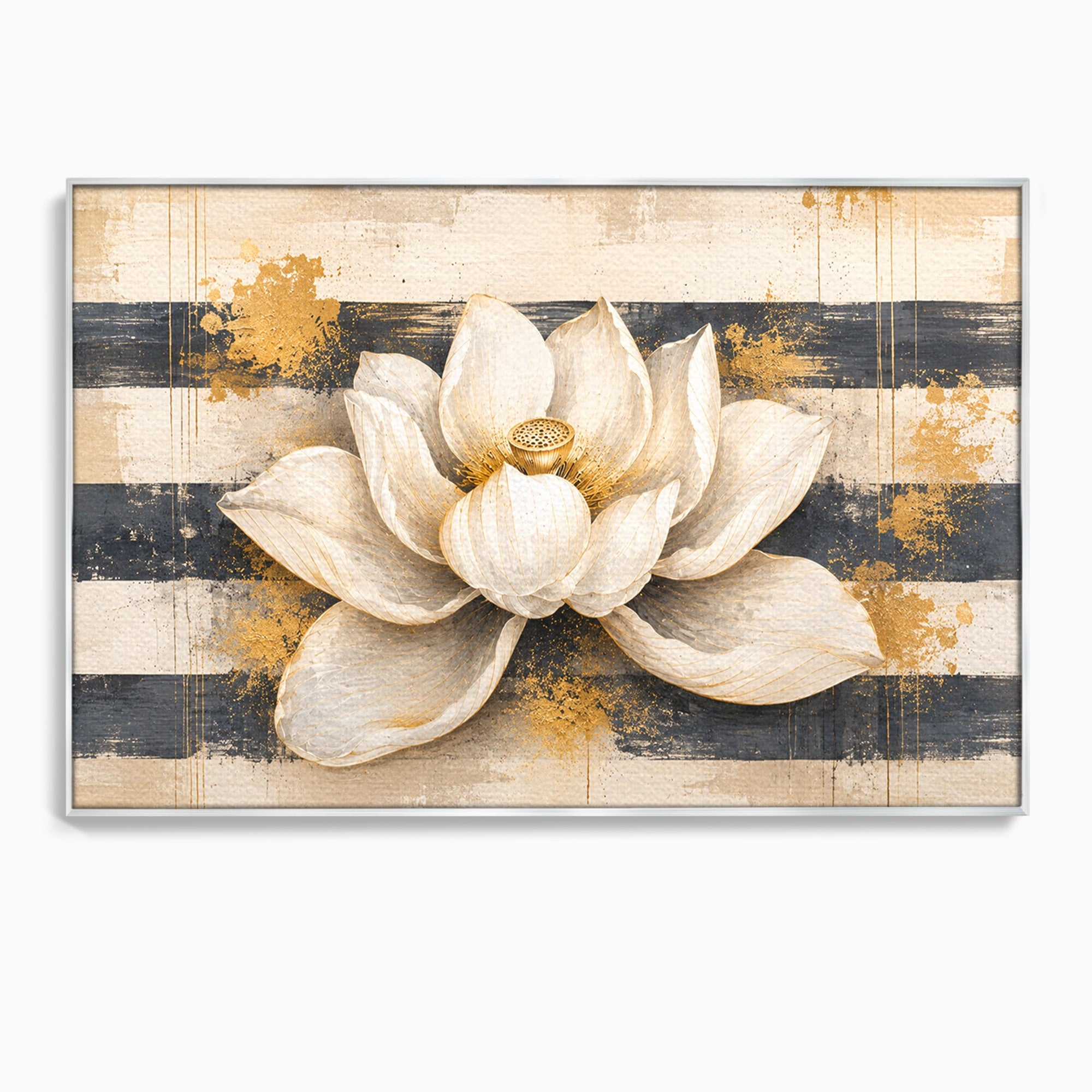 Tablou Canvas Premium LuxCanva® A1857, Floare De Lotus Aurie, Floare, Lotus, Abstract, Eleganta, Dormitor, Living, Culori Vibrante
