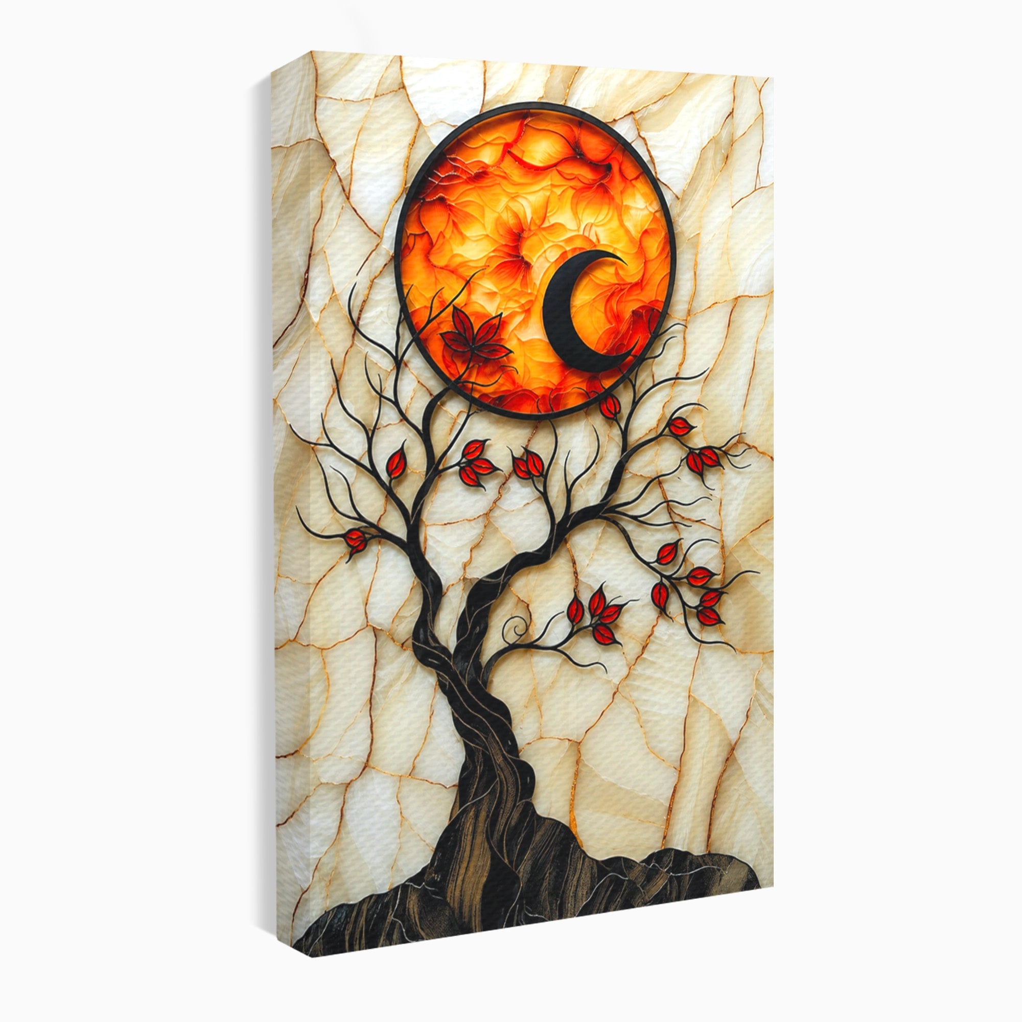 Tablou Canvas Premium LuxCanva® A1858, Luna Si Copacul Fermecat, Copac, Luna, Fantezie, Natura, Living, Culori Vibrante