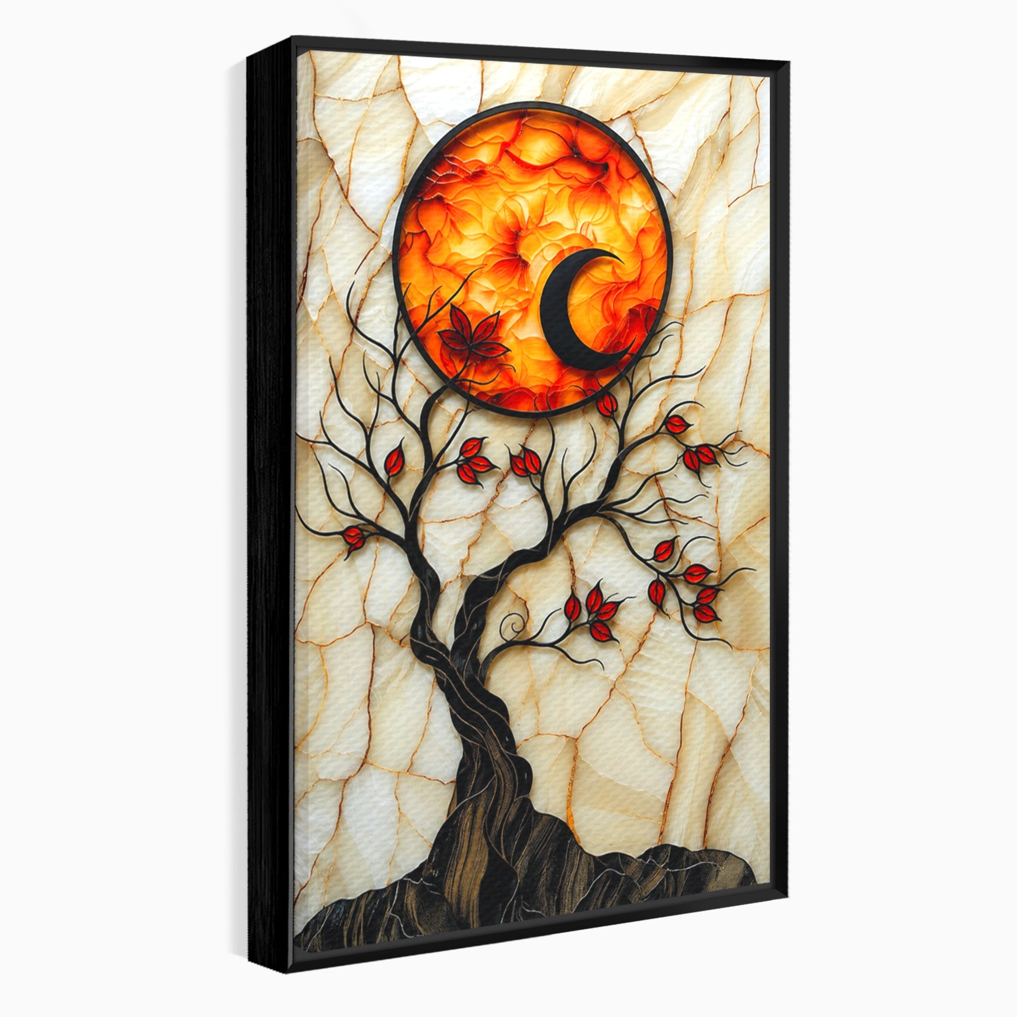Tablou Canvas Premium LuxCanva® A1858, Luna Si Copacul Fermecat, Copac, Luna, Fantezie, Natura, Living, Culori Vibrante