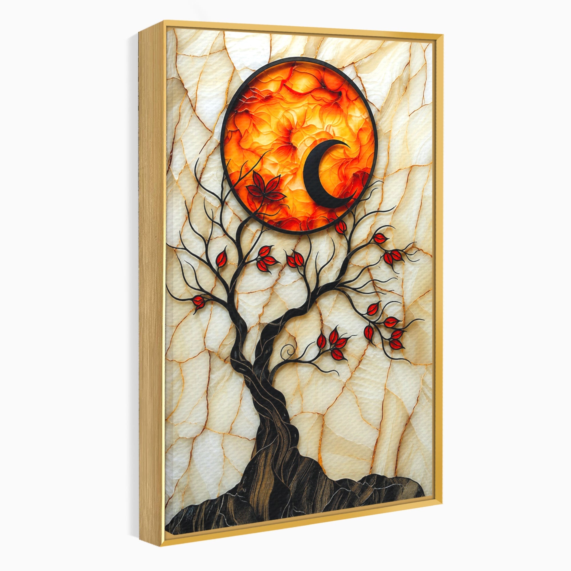 Tablou Canvas Premium LuxCanva® A1858, Luna Si Copacul Fermecat, Copac, Luna, Fantezie, Natura, Living, Culori Vibrante