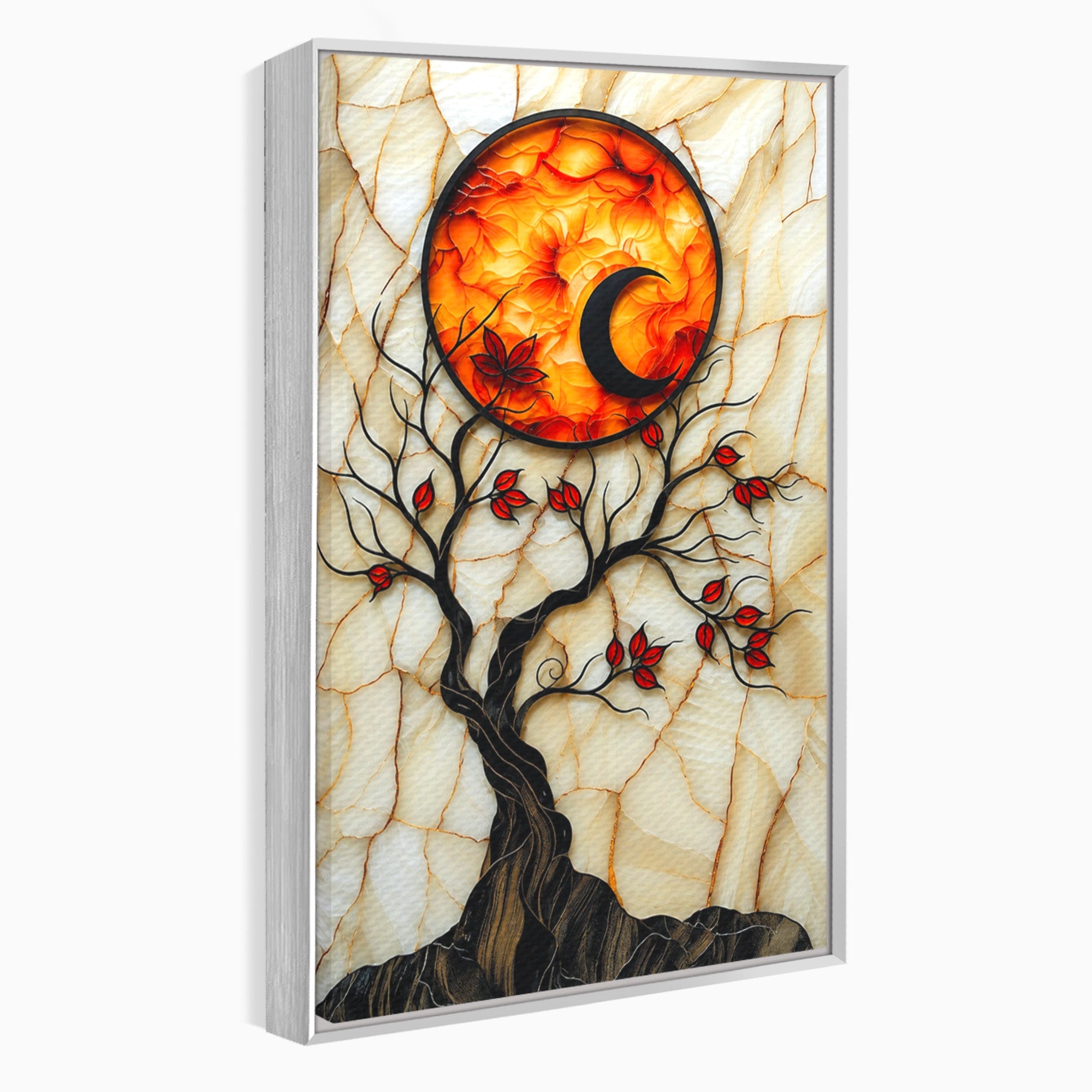 Tablou Canvas Premium LuxCanva® A1858, Luna Si Copacul Fermecat, Copac, Luna, Fantezie, Natura, Living, Culori Vibrante