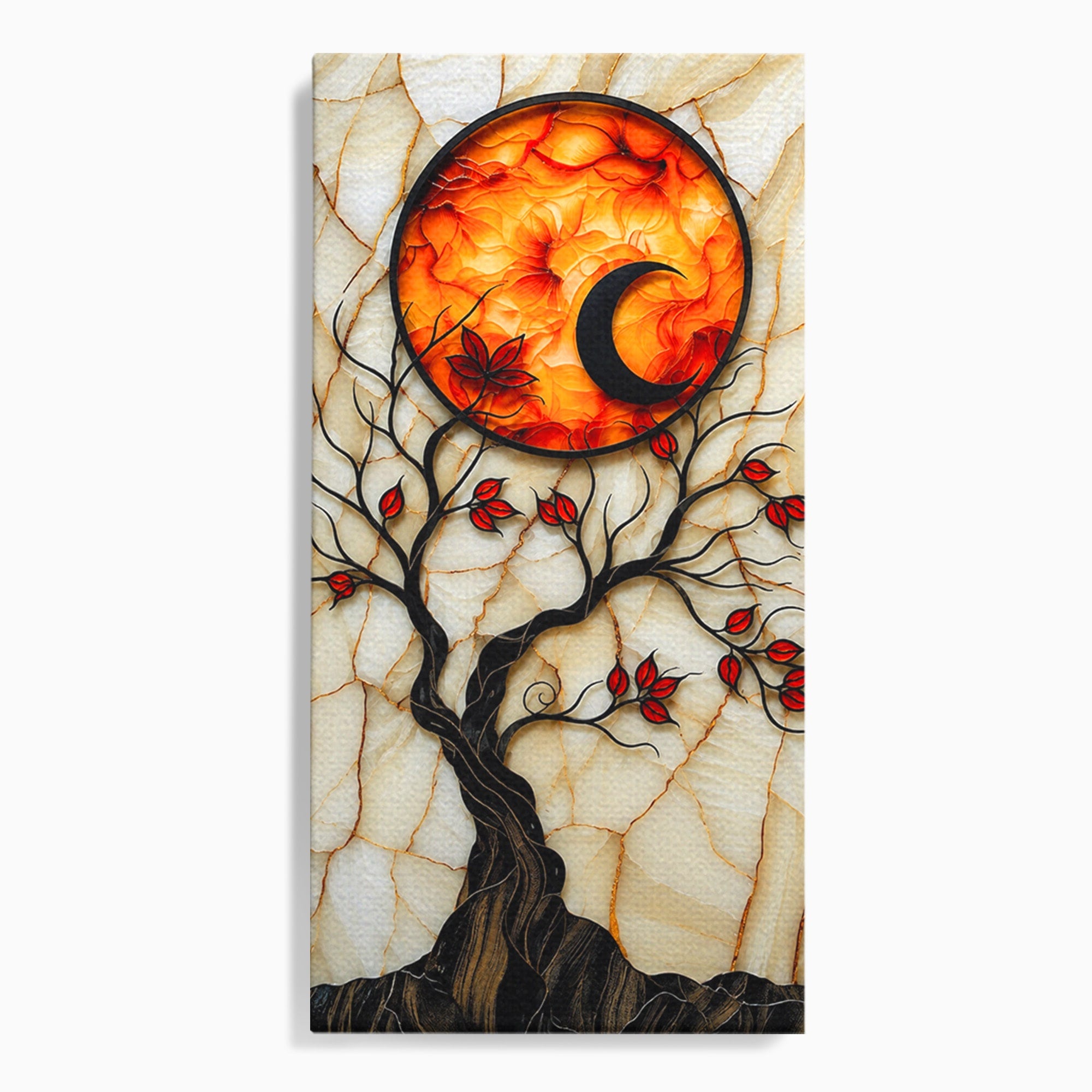Tablou Canvas Premium LuxCanva® A1858, Luna Si Copacul Fermecat, Copac, Luna, Fantezie, Natura, Living, Culori Vibrante