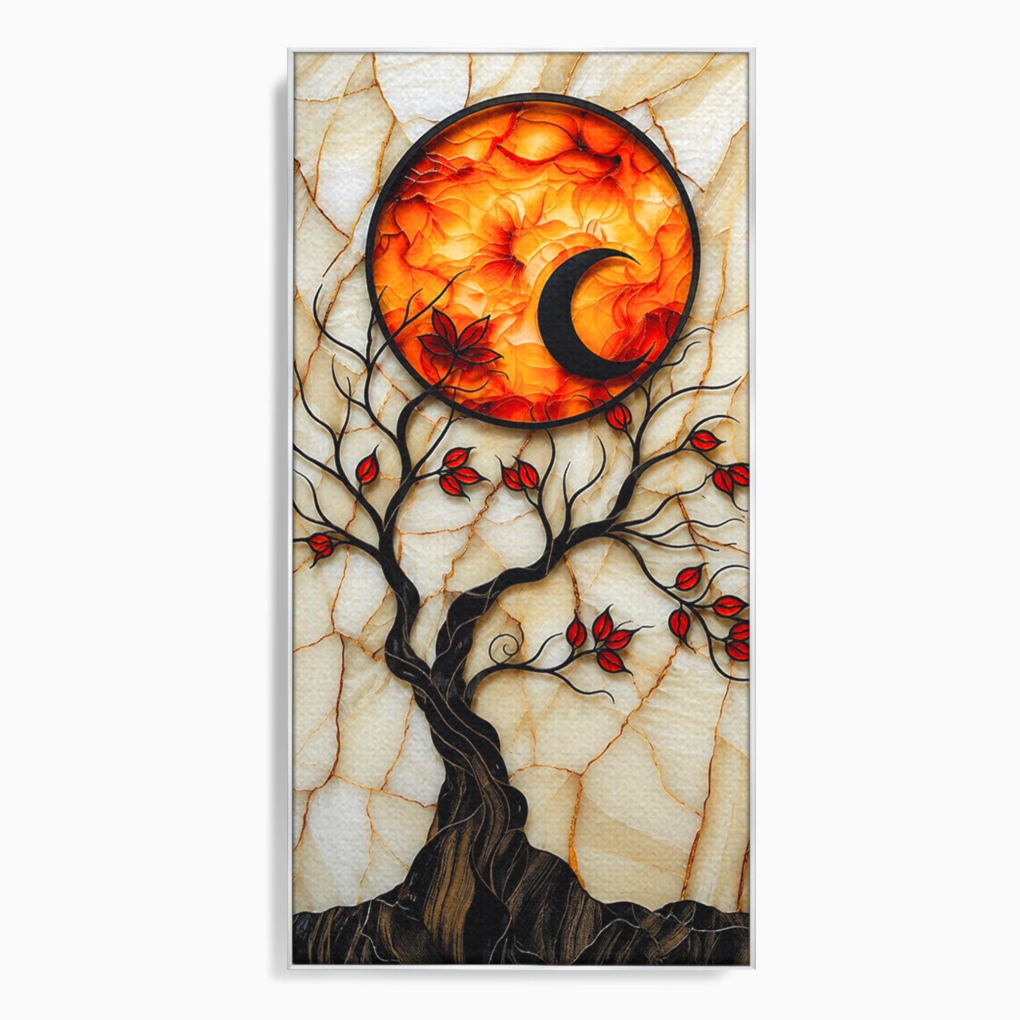 Tablou Canvas Premium LuxCanva® A1858, Luna Si Copacul Fermecat, Copac, Luna, Fantezie, Natura, Living, Culori Vibrante