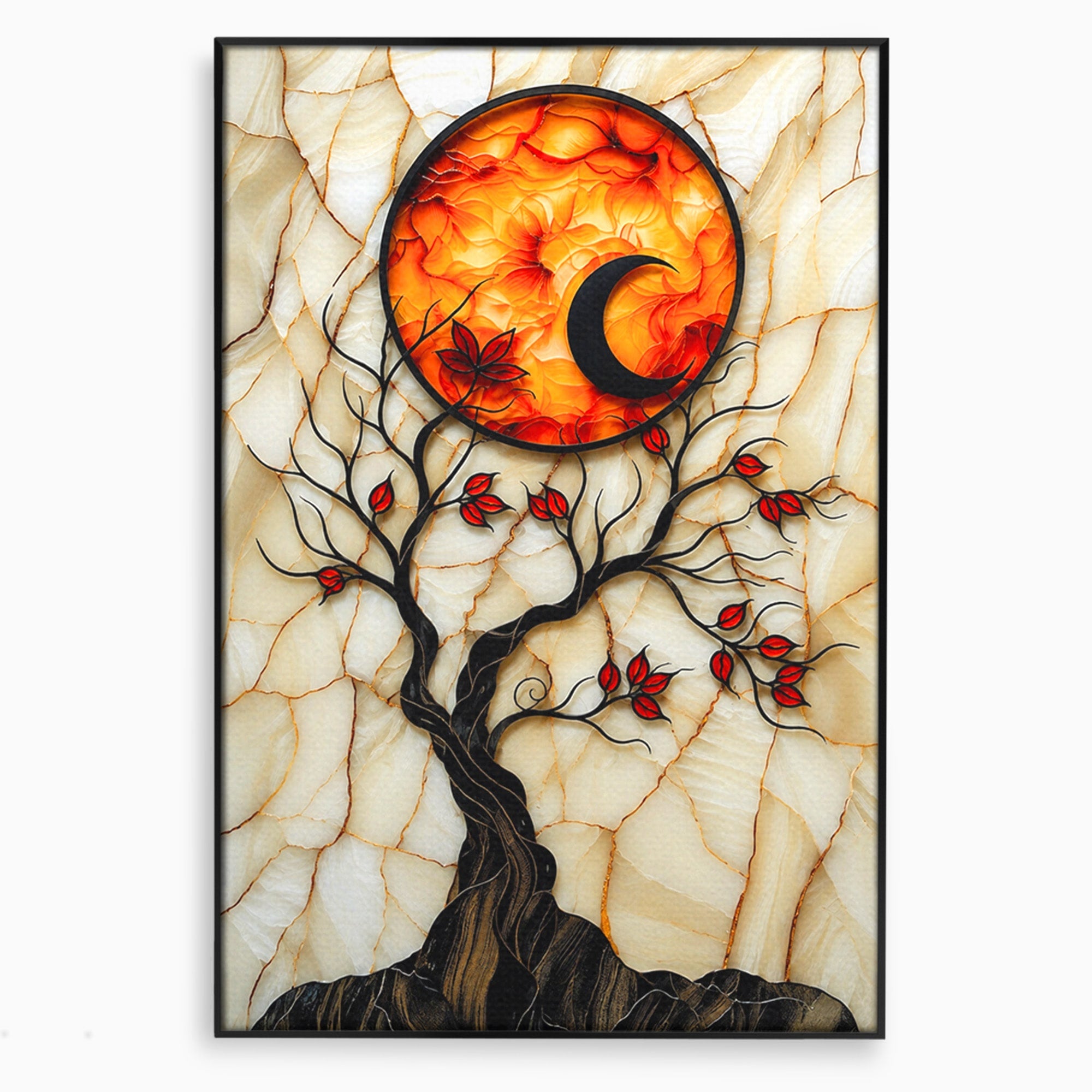 Tablou Canvas Premium LuxCanva® A1858, Luna Si Copacul Fermecat, Copac, Luna, Fantezie, Natura, Living, Culori Vibrante