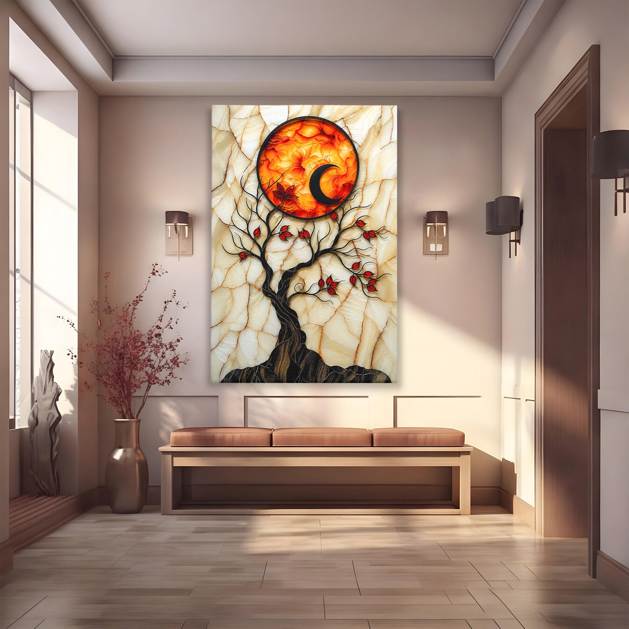 Tablou Canvas Premium LuxCanva® A1858, Luna Si Copacul Fermecat, Copac, Luna, Fantezie, Natura, Living, Culori Vibrante