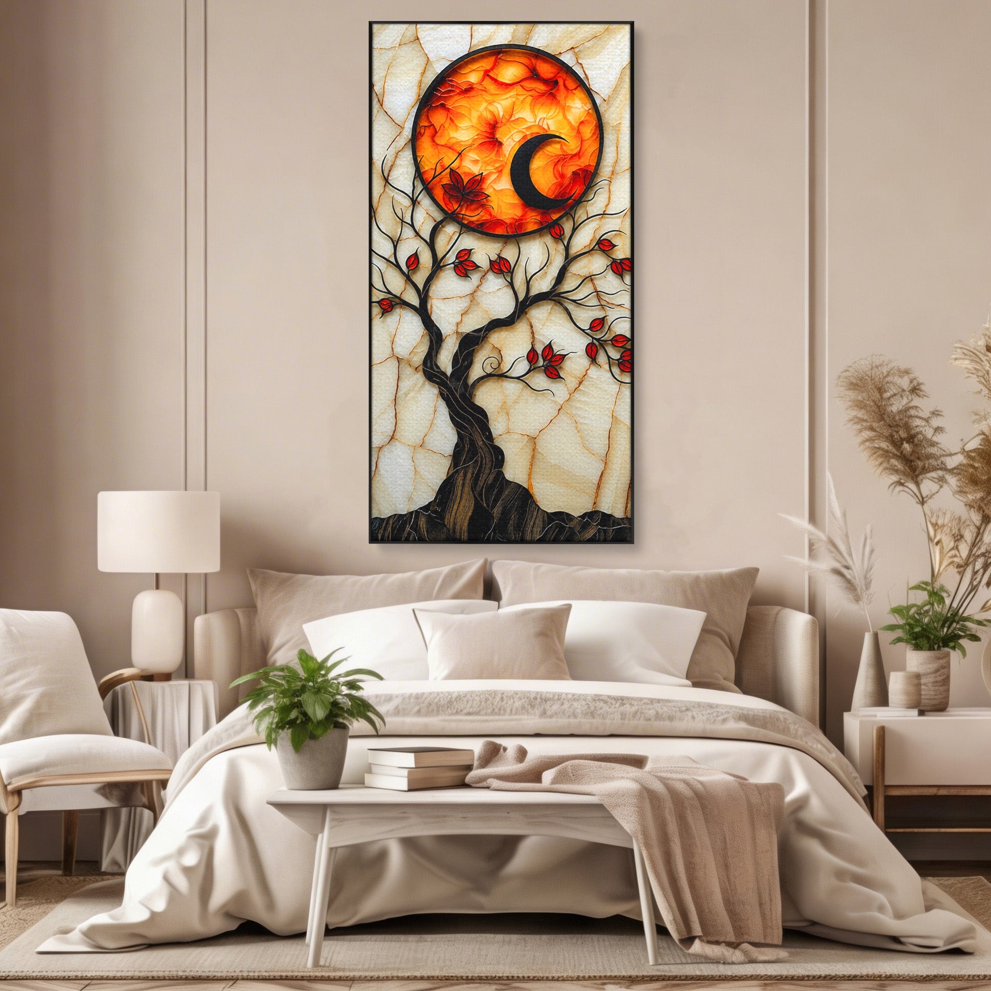 Tablou Canvas Premium LuxCanva® A1858, Luna Si Copacul Fermecat, Copac, Luna, Fantezie, Natura, Living, Culori Vibrante