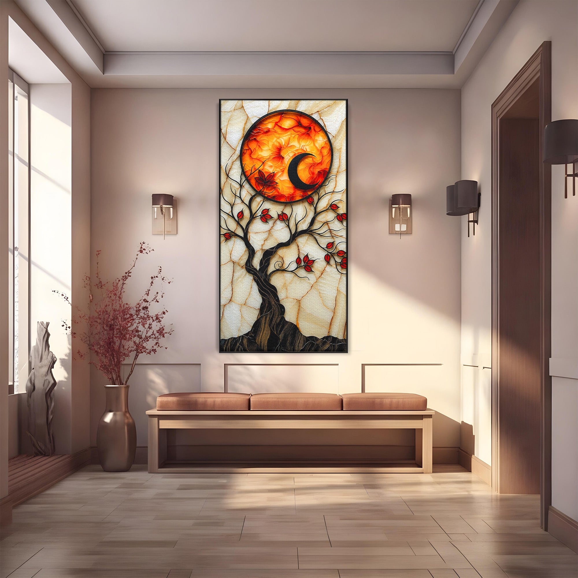Tablou Canvas Premium LuxCanva® A1858, Luna Si Copacul Fermecat, Copac, Luna, Fantezie, Natura, Living, Culori Vibrante