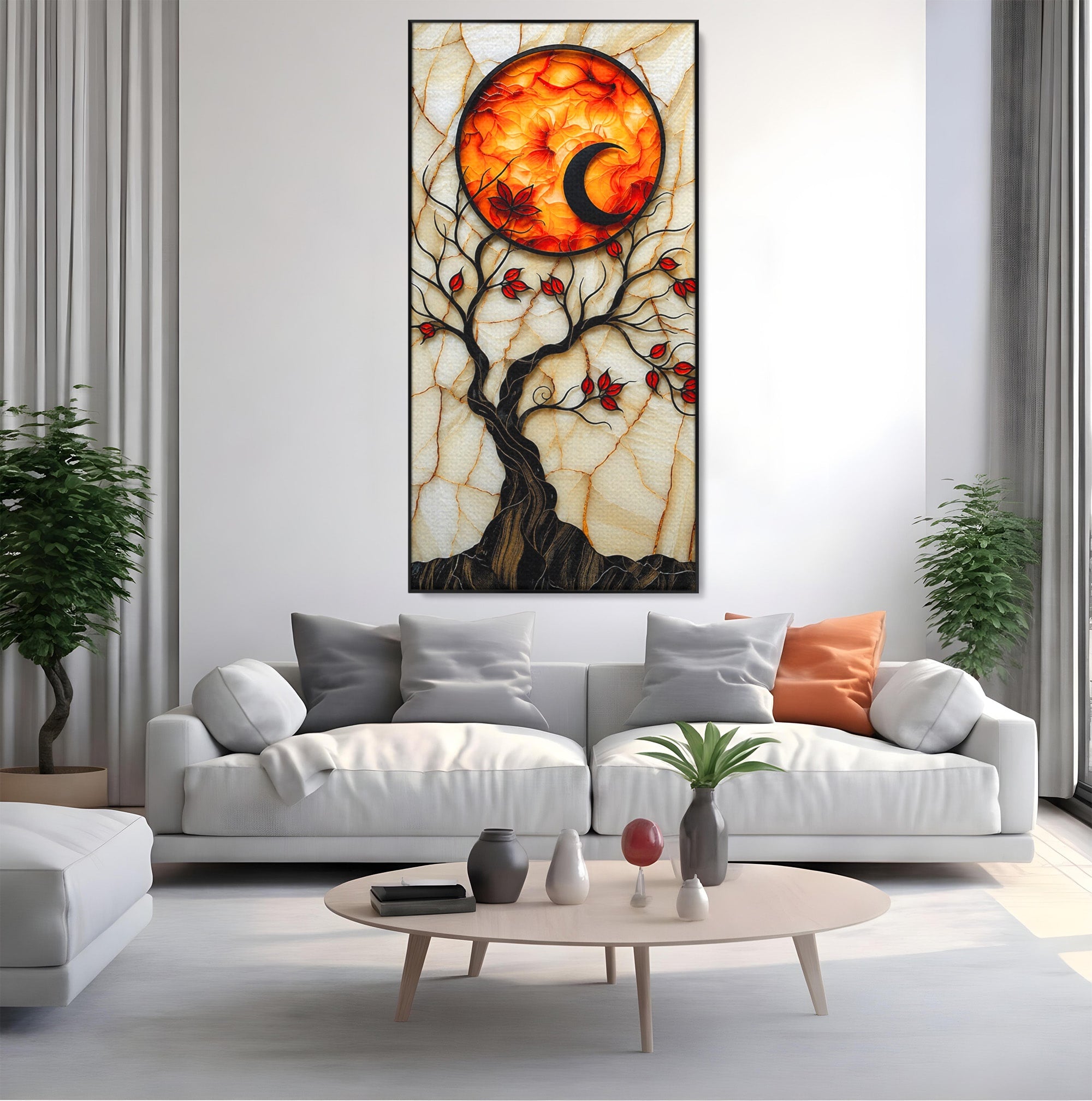 Tablou Canvas Premium LuxCanva® A1858, Luna Si Copacul Fermecat, Copac, Luna, Fantezie, Natura, Living, Culori Vibrante