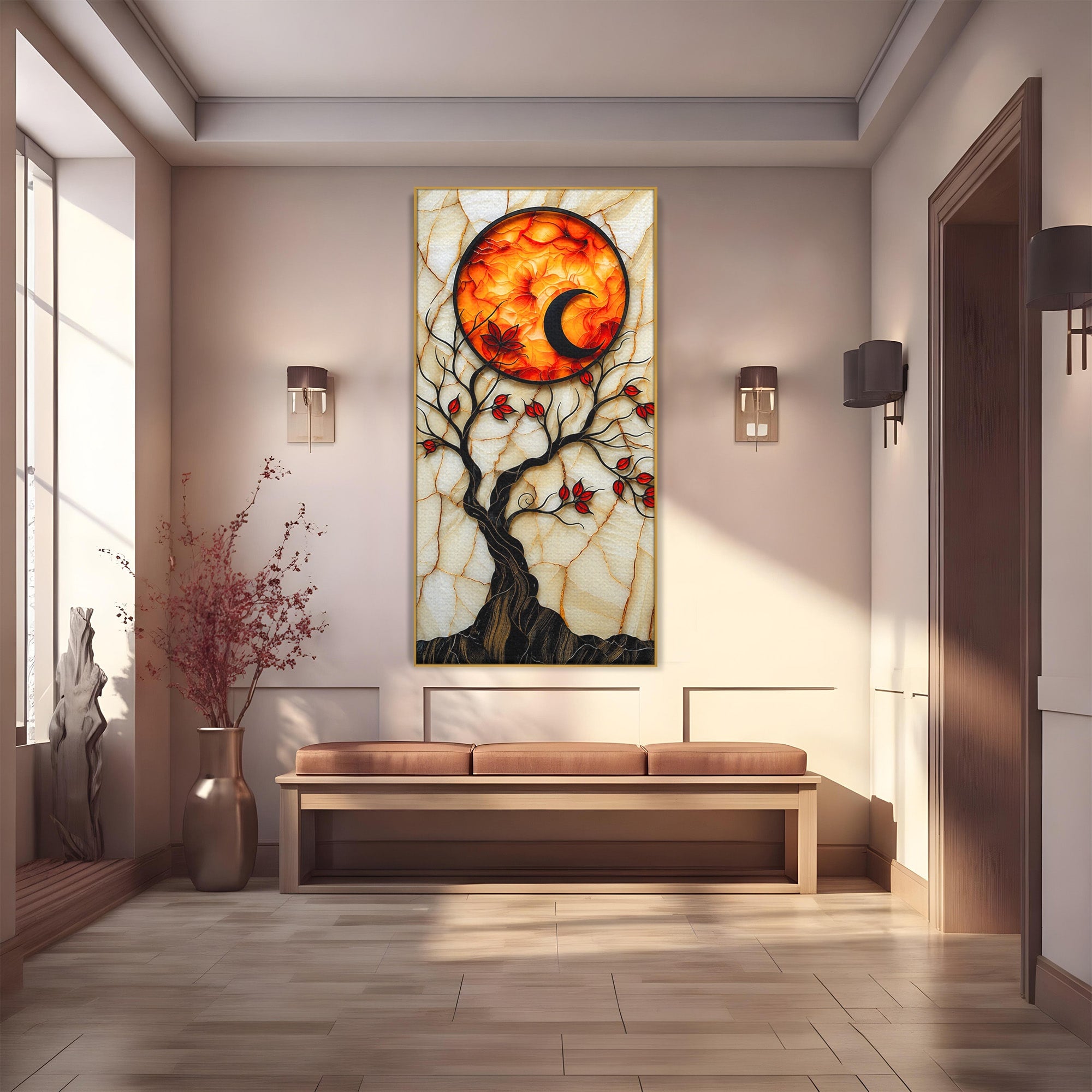 Tablou Canvas Premium LuxCanva® A1858, Luna Si Copacul Fermecat, Copac, Luna, Fantezie, Natura, Living, Culori Vibrante