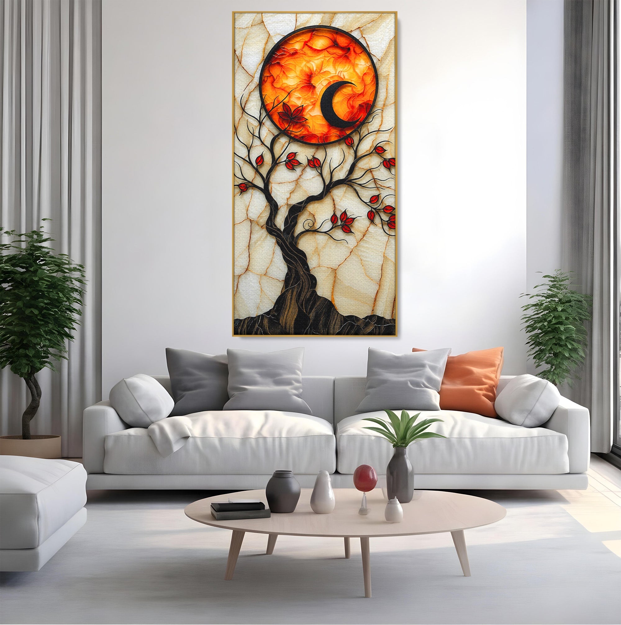 Tablou Canvas Premium LuxCanva® A1858, Luna Si Copacul Fermecat, Copac, Luna, Fantezie, Natura, Living, Culori Vibrante