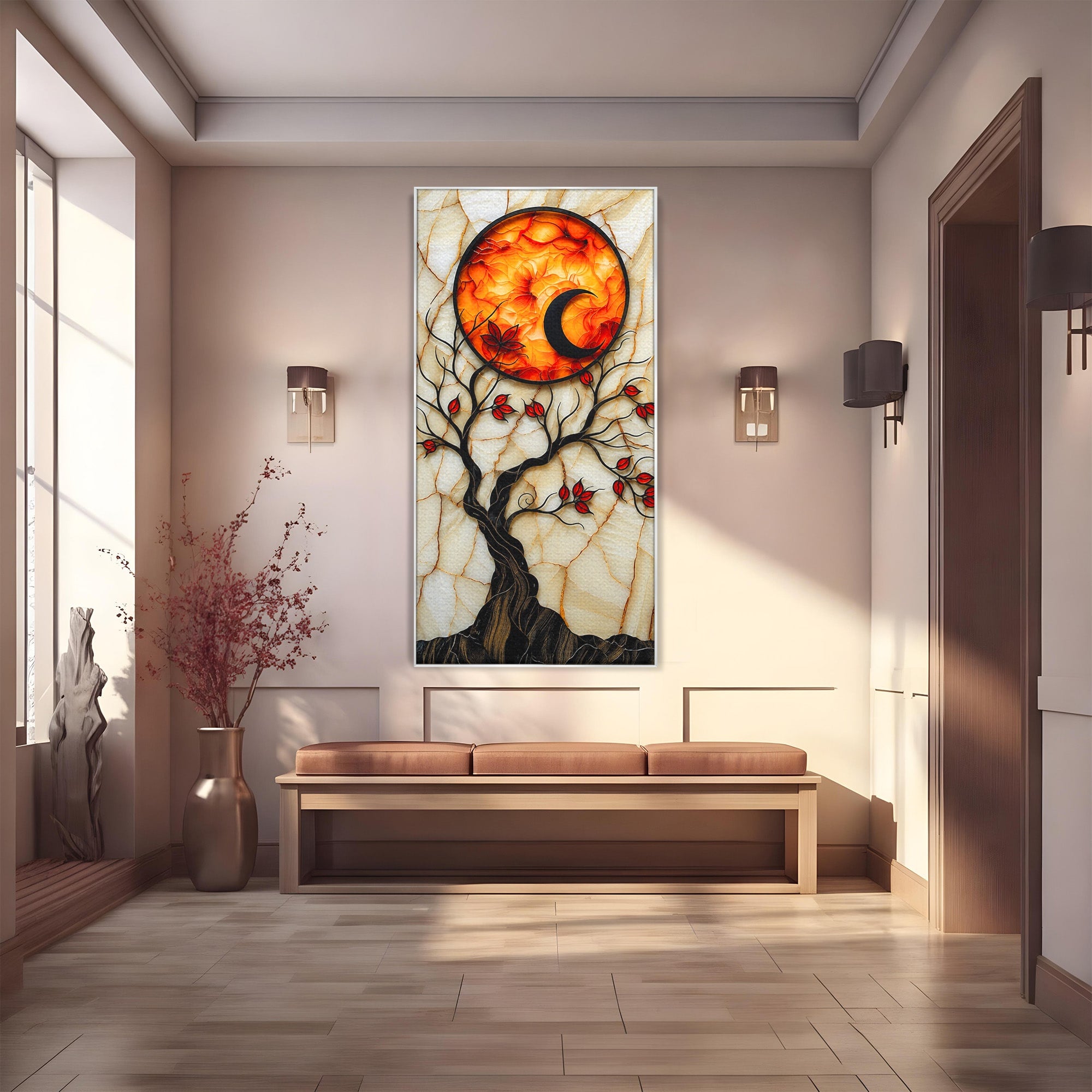 Tablou Canvas Premium LuxCanva® A1858, Luna Si Copacul Fermecat, Copac, Luna, Fantezie, Natura, Living, Culori Vibrante