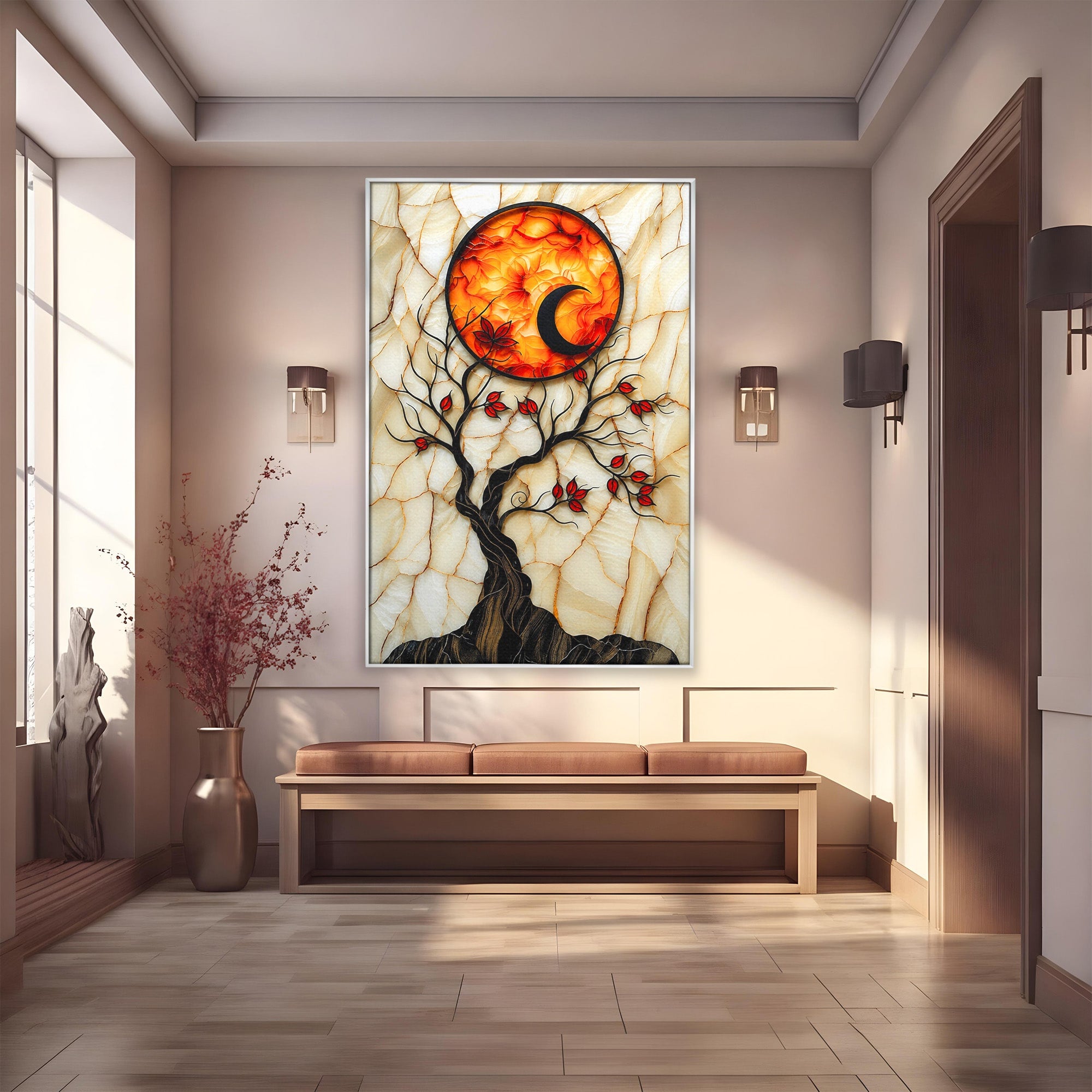 Tablou Canvas Premium LuxCanva® A1858, Luna Si Copacul Fermecat, Copac, Luna, Fantezie, Natura, Living, Culori Vibrante