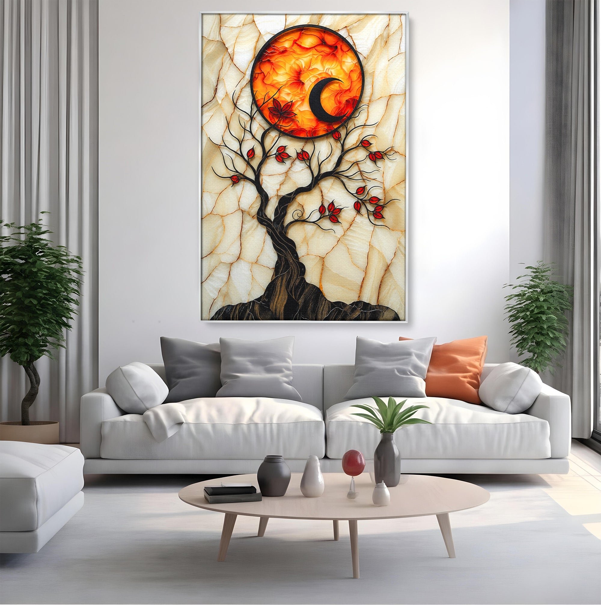 Tablou Canvas Premium LuxCanva® A1858, Luna Si Copacul Fermecat, Copac, Luna, Fantezie, Natura, Living, Culori Vibrante