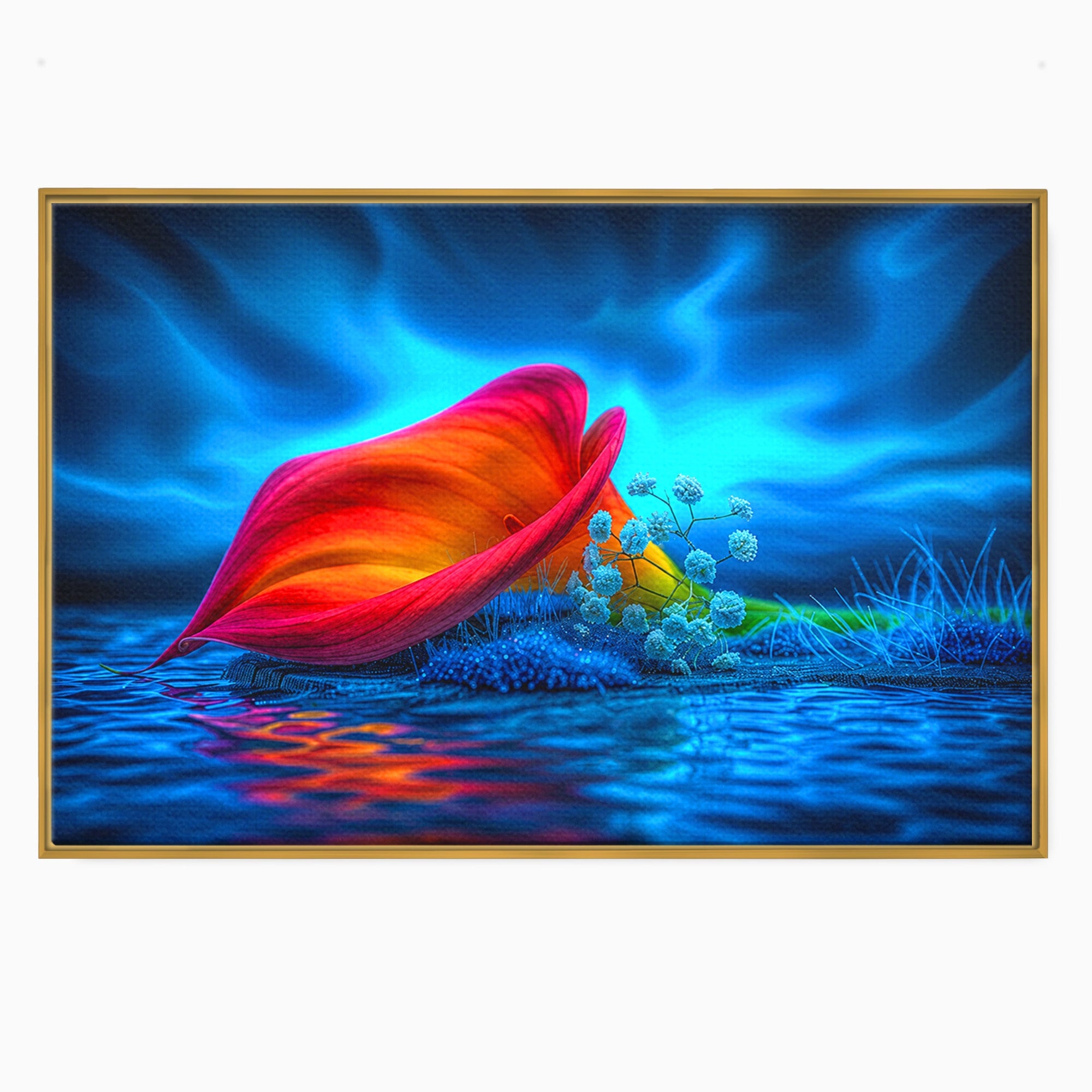Tablou Canvas Premium LuxCanva® A1859, Floare Fantastica, Floare, Apa, Natura, Fantezie, Dormitor, Living, Culori Vibrante