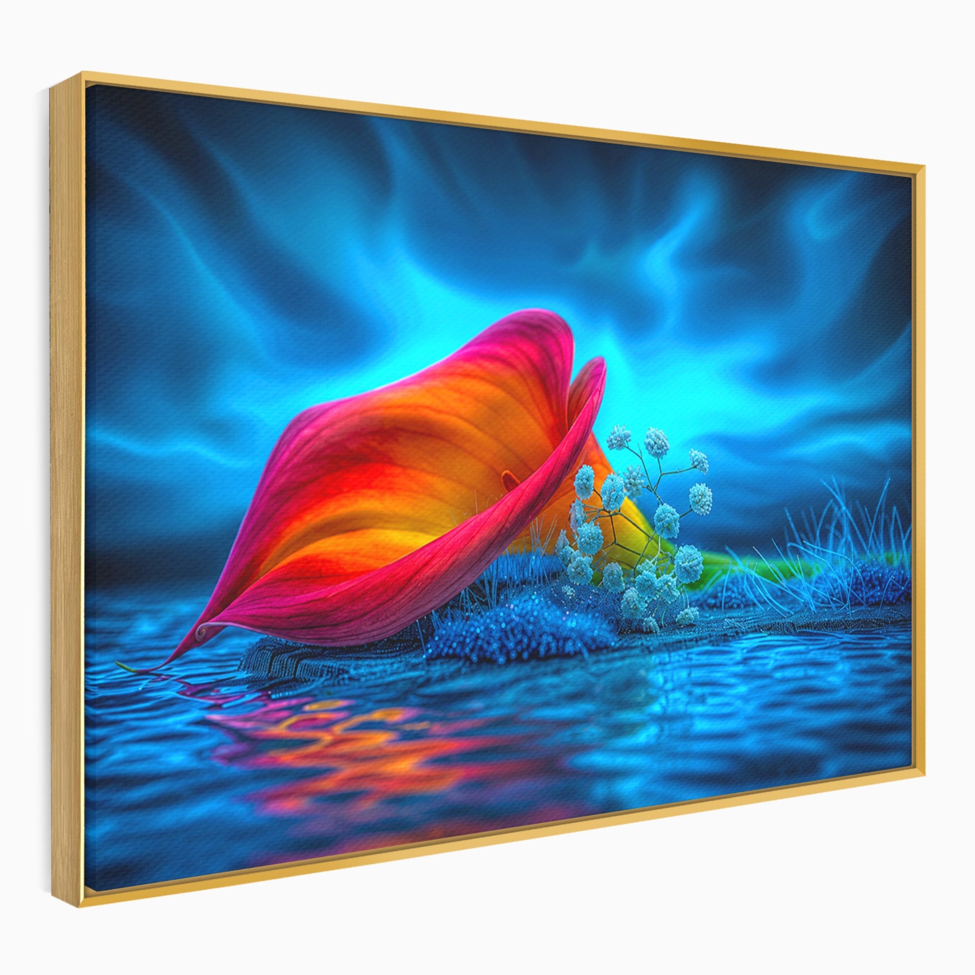 Tablou Canvas Premium LuxCanva® A1859, Floare Fantastica, Floare, Apa, Natura, Fantezie, Dormitor, Living, Culori Vibrante