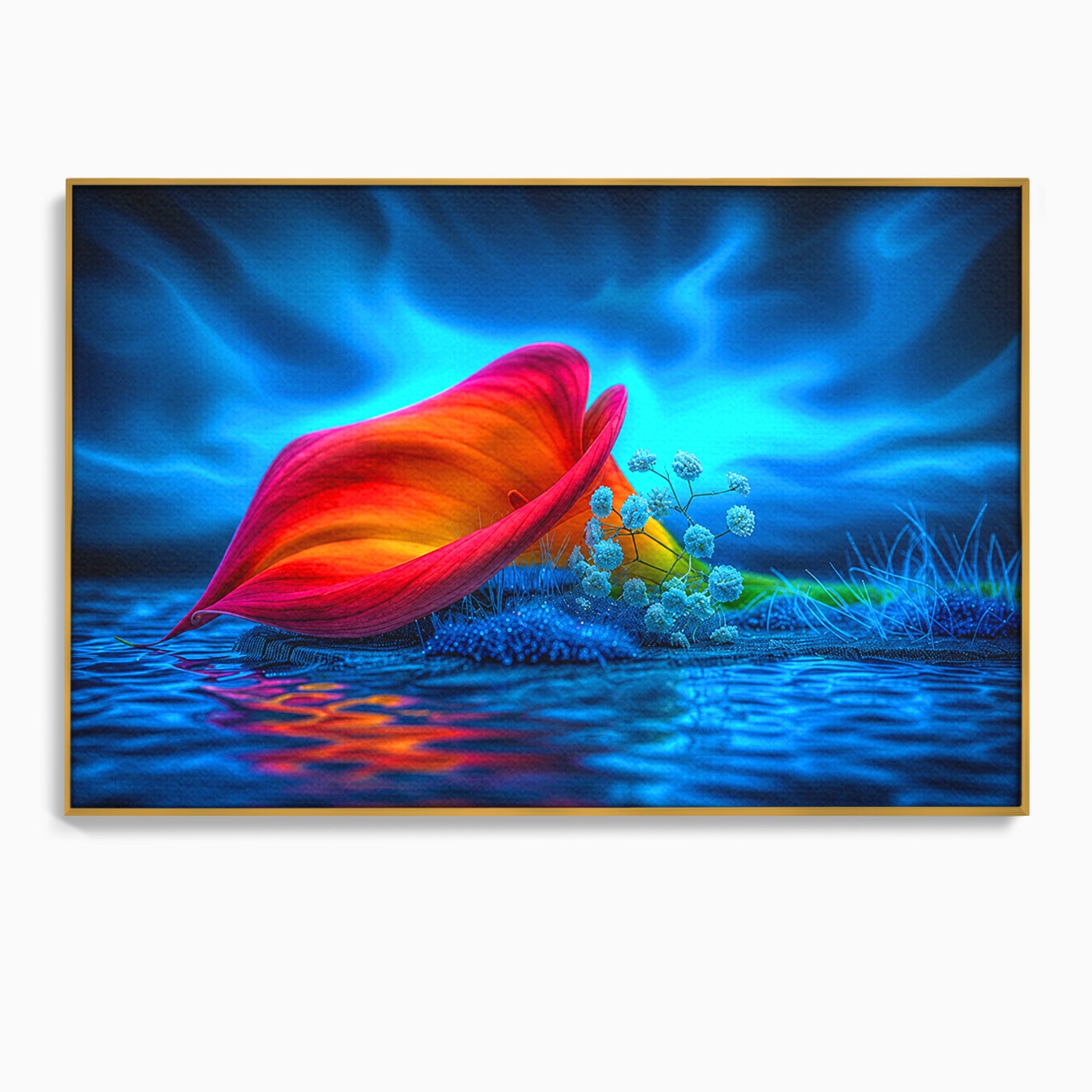Tablou Canvas Premium LuxCanva® A1859, Floare Fantastica, Floare, Apa, Natura, Fantezie, Dormitor, Living, Culori Vibrante