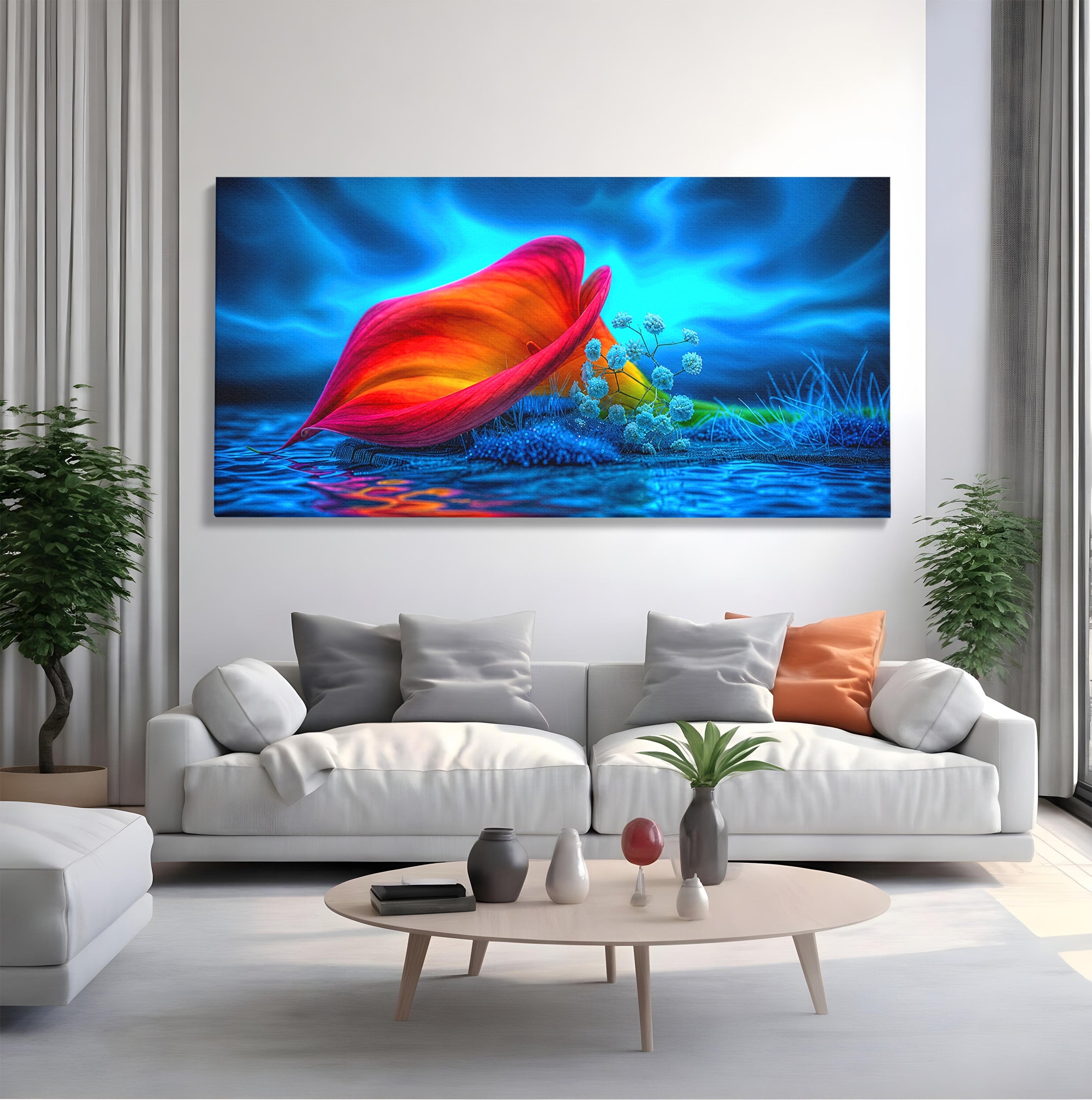Tablou Canvas Premium LuxCanva® A1859, Floare Fantastica, Floare, Apa, Natura, Fantezie, Dormitor, Living, Culori Vibrante