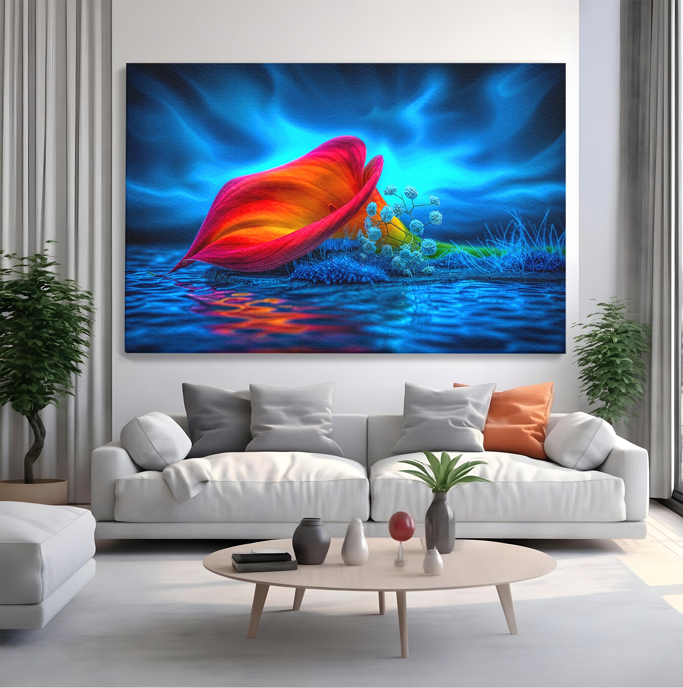 Tablou Canvas Premium LuxCanva® A1859, Floare Fantastica, Floare, Apa, Natura, Fantezie, Dormitor, Living, Culori Vibrante