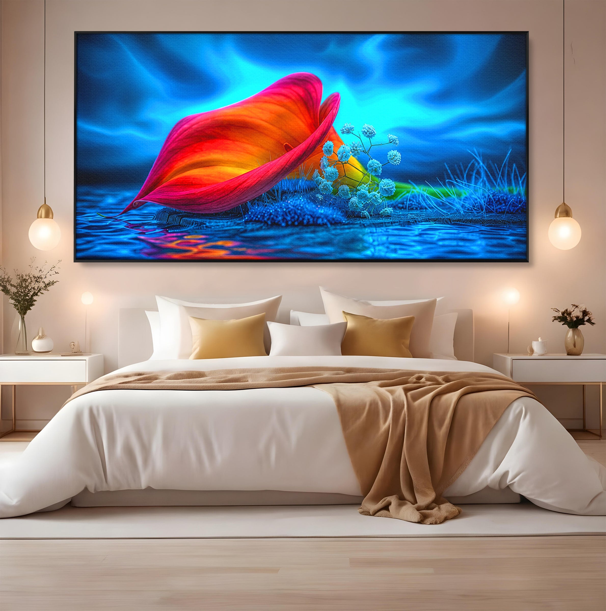 Tablou Canvas Premium LuxCanva® A1859, Floare Fantastica, Floare, Apa, Natura, Fantezie, Dormitor, Living, Culori Vibrante
