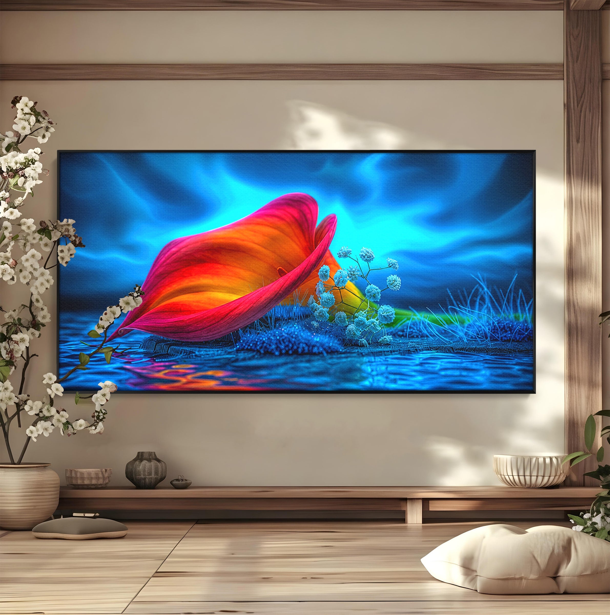 Tablou Canvas Premium LuxCanva® A1859, Floare Fantastica, Floare, Apa, Natura, Fantezie, Dormitor, Living, Culori Vibrante