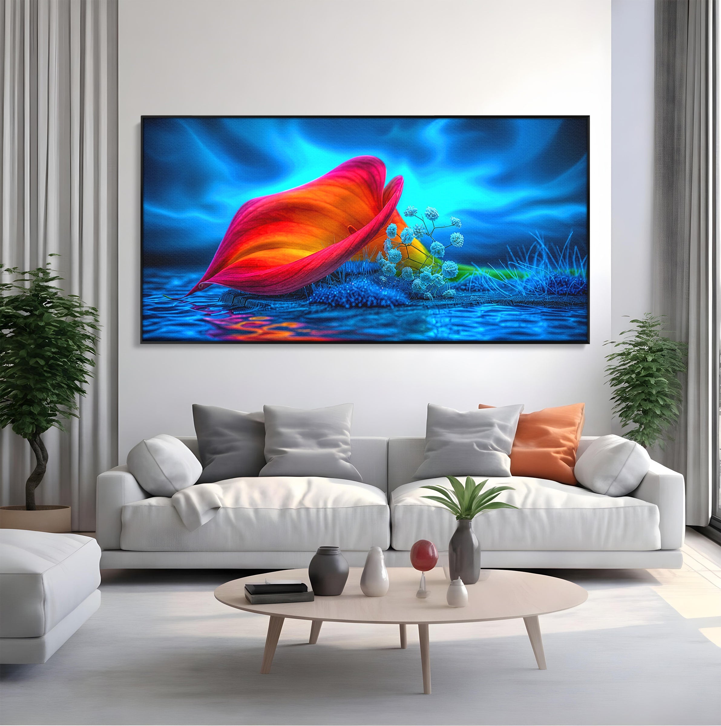 Tablou Canvas Premium LuxCanva® A1859, Floare Fantastica, Floare, Apa, Natura, Fantezie, Dormitor, Living, Culori Vibrante
