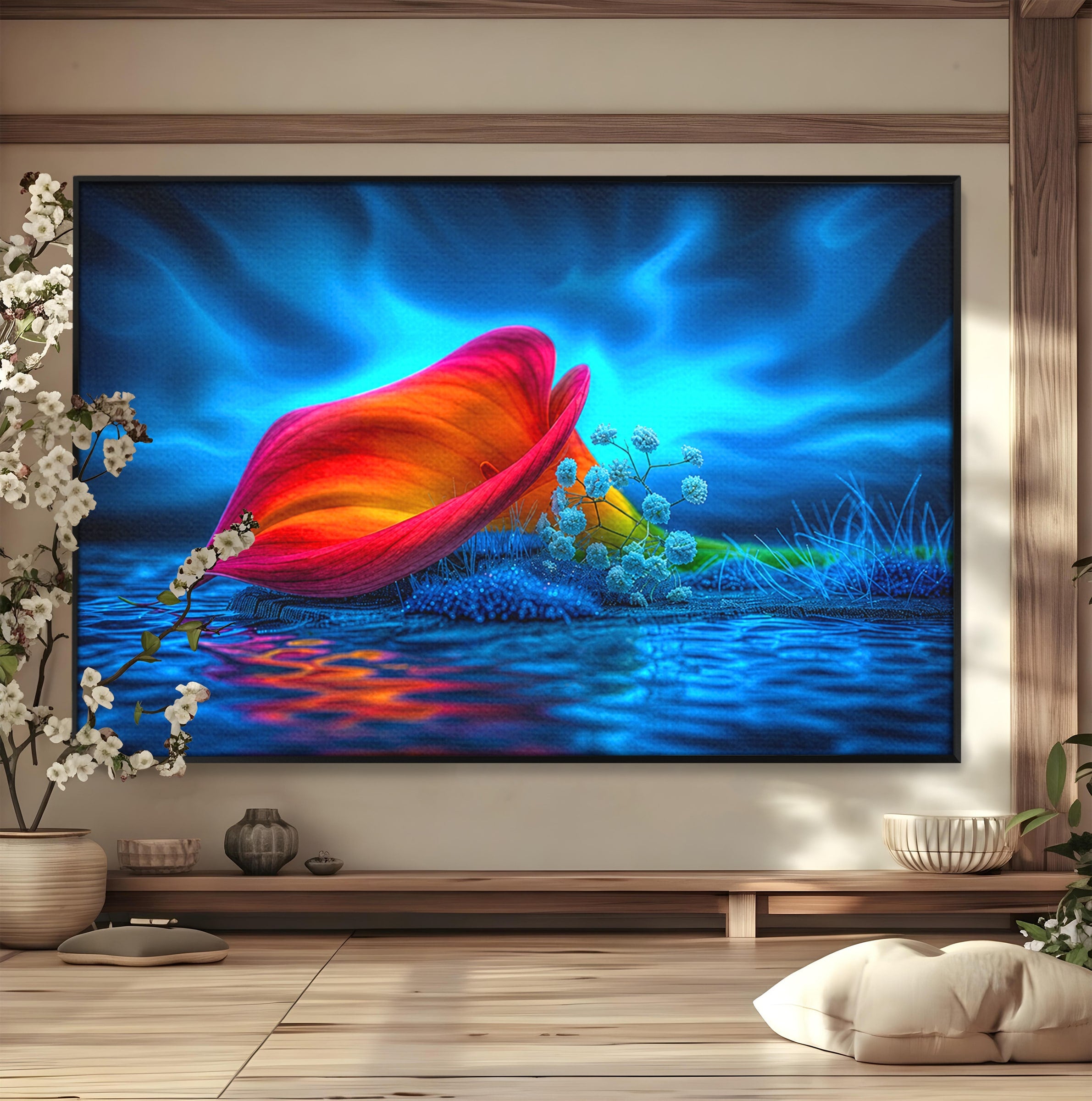 Tablou Canvas Premium LuxCanva® A1859, Floare Fantastica, Floare, Apa, Natura, Fantezie, Dormitor, Living, Culori Vibrante