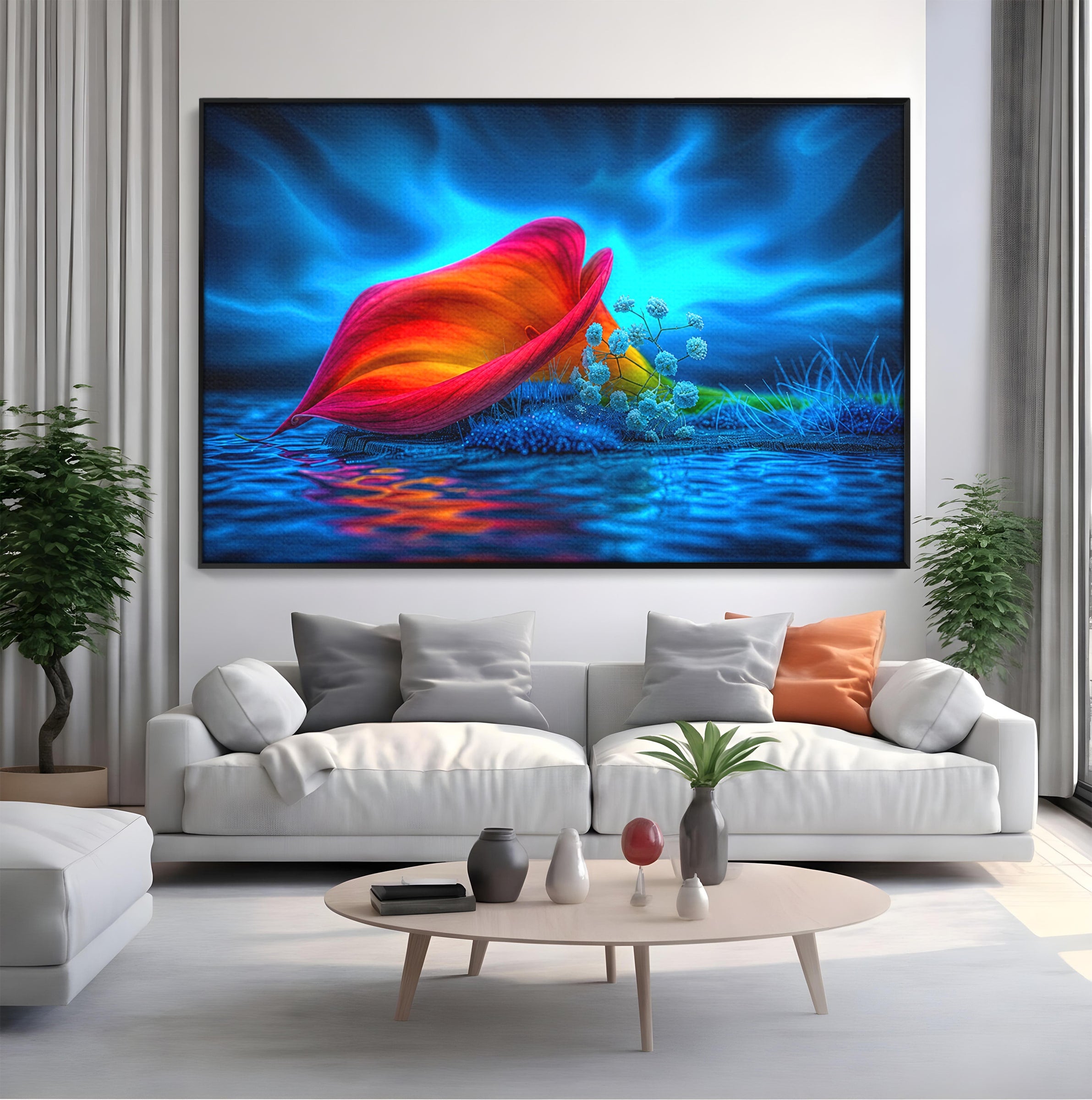 Tablou Canvas Premium LuxCanva® A1859, Floare Fantastica, Floare, Apa, Natura, Fantezie, Dormitor, Living, Culori Vibrante