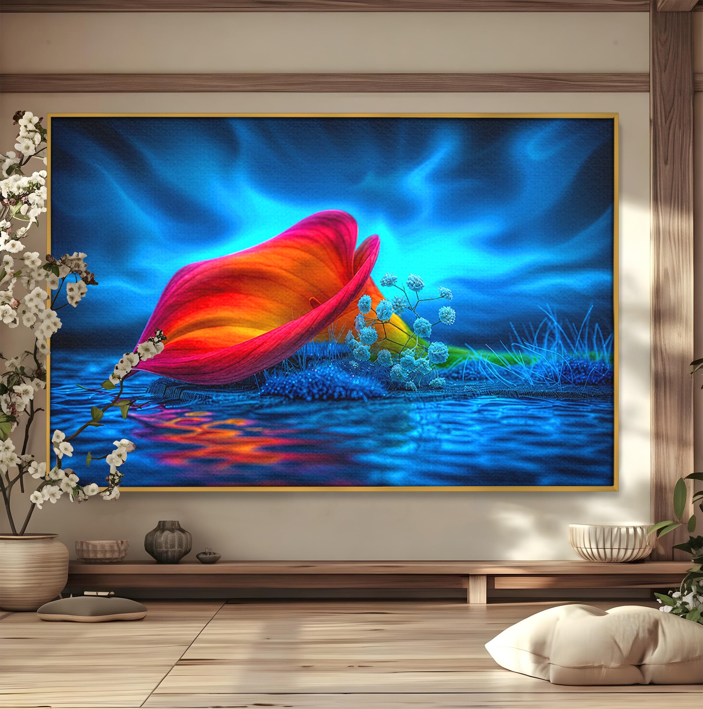 Tablou Canvas Premium LuxCanva® A1859, Floare Fantastica, Floare, Apa, Natura, Fantezie, Dormitor, Living, Culori Vibrante