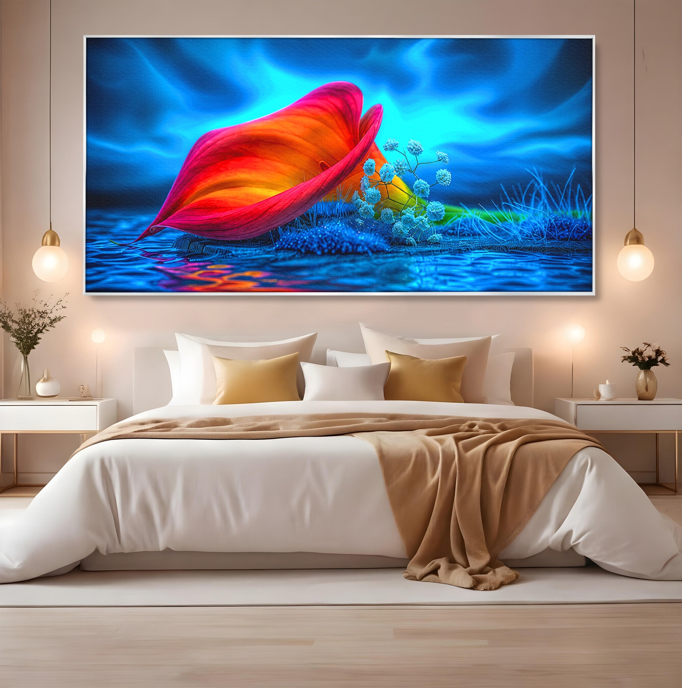 Tablou Canvas Premium LuxCanva® A1859, Floare Fantastica, Floare, Apa, Natura, Fantezie, Dormitor, Living, Culori Vibrante