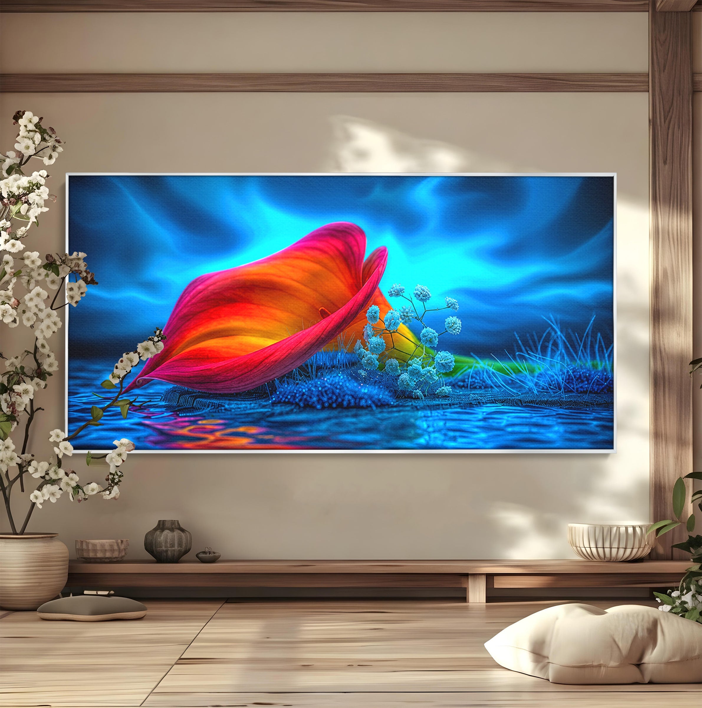 Tablou Canvas Premium LuxCanva® A1859, Floare Fantastica, Floare, Apa, Natura, Fantezie, Dormitor, Living, Culori Vibrante