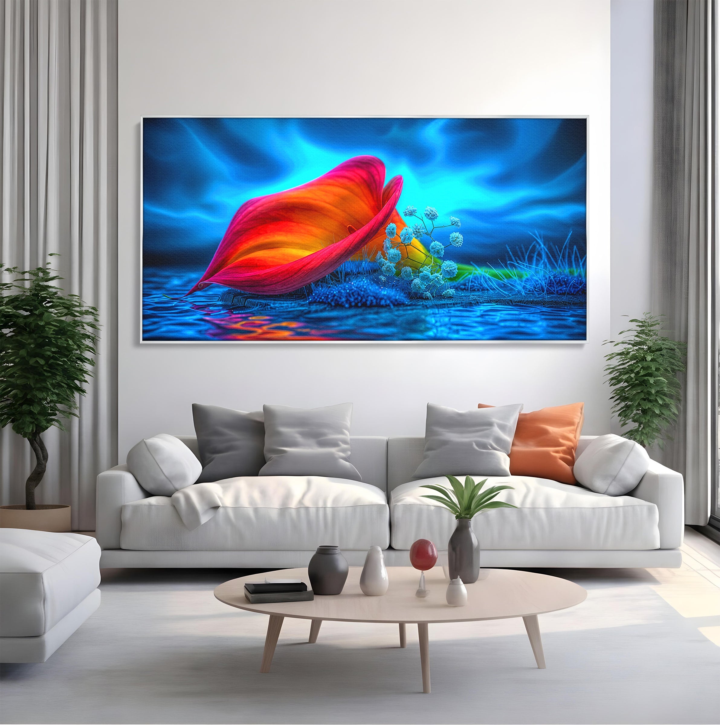 Tablou Canvas Premium LuxCanva® A1859, Floare Fantastica, Floare, Apa, Natura, Fantezie, Dormitor, Living, Culori Vibrante