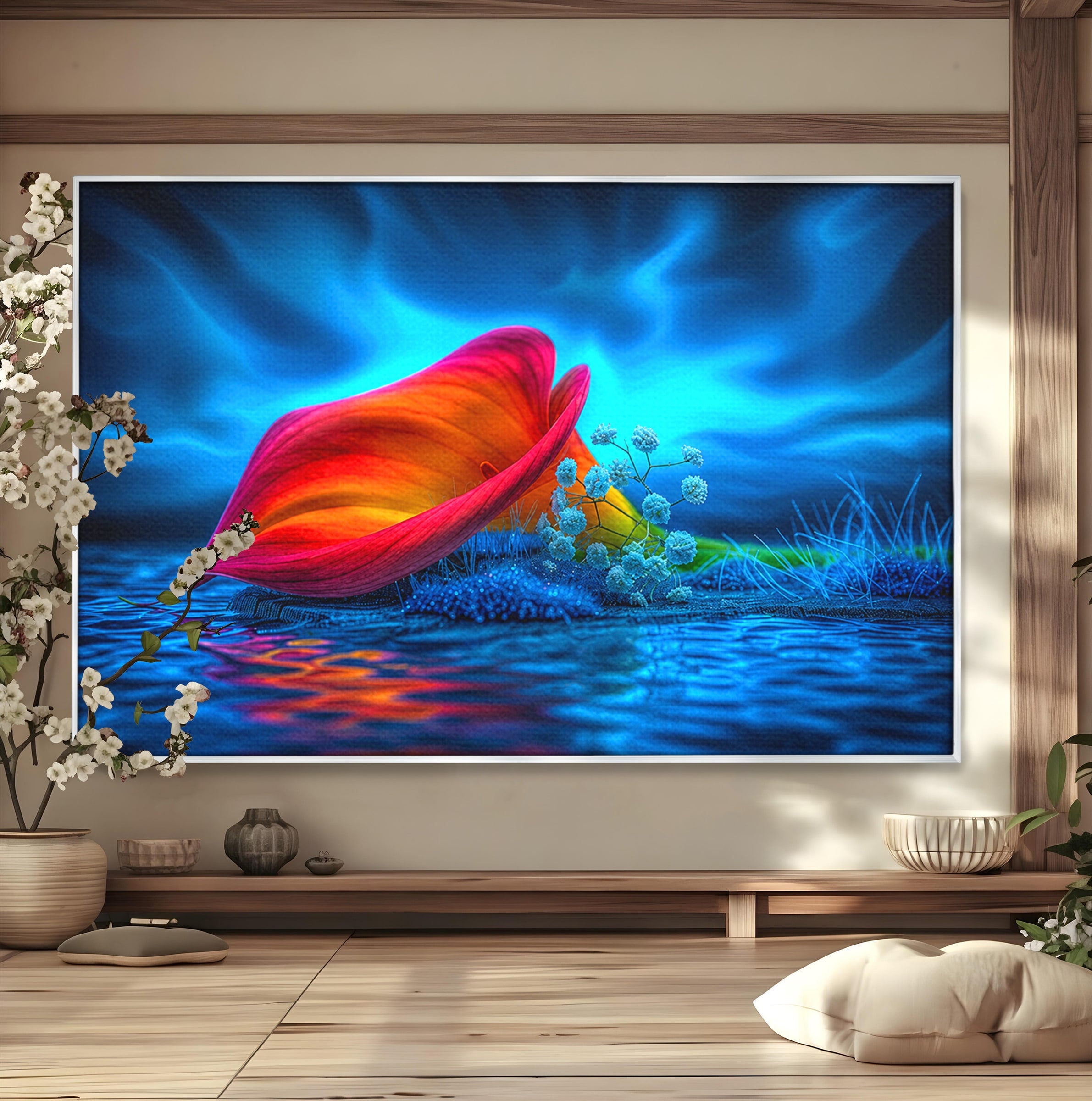 Tablou Canvas Premium LuxCanva® A1859, Floare Fantastica, Floare, Apa, Natura, Fantezie, Dormitor, Living, Culori Vibrante