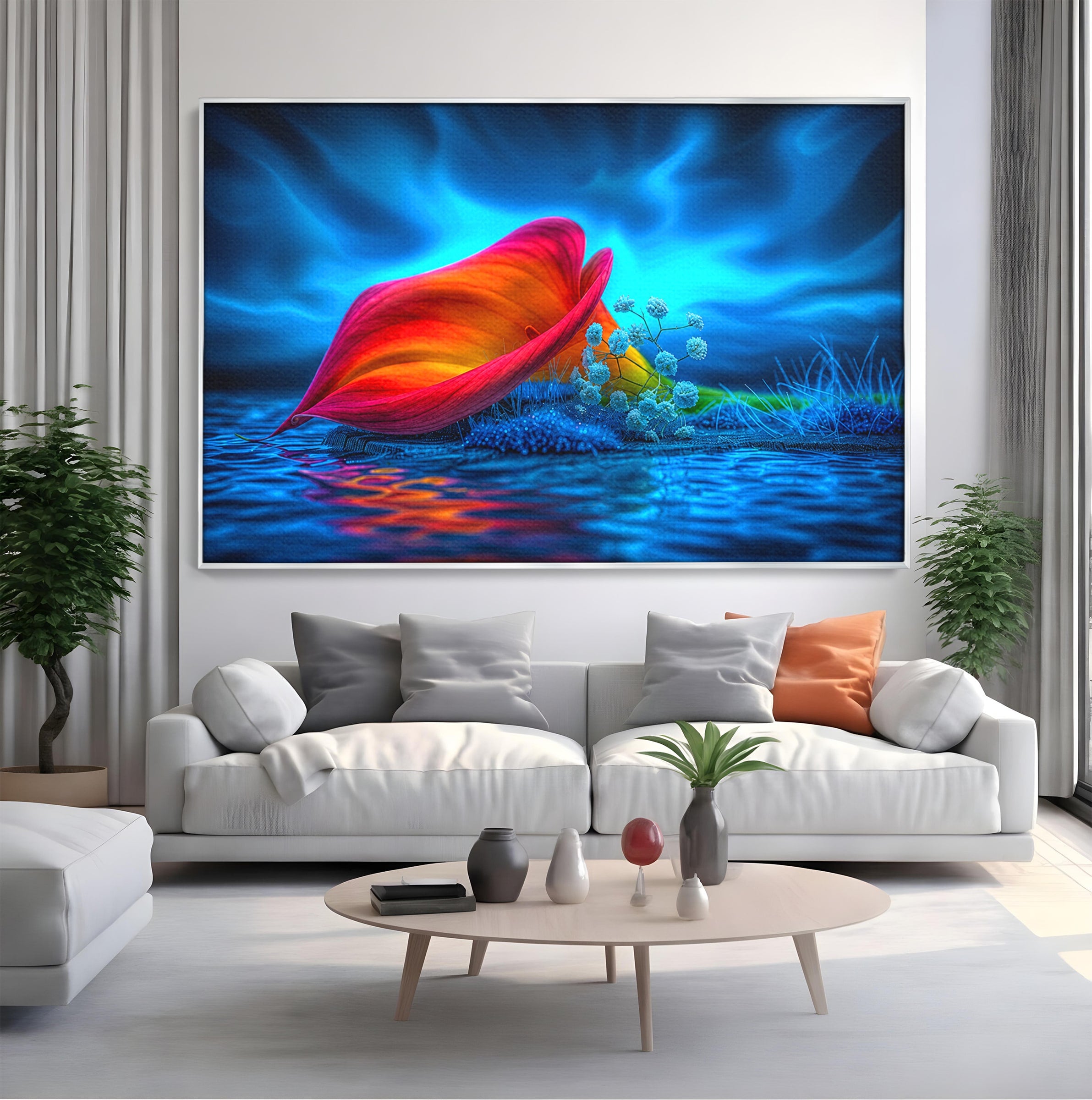 Tablou Canvas Premium LuxCanva® A1859, Floare Fantastica, Floare, Apa, Natura, Fantezie, Dormitor, Living, Culori Vibrante