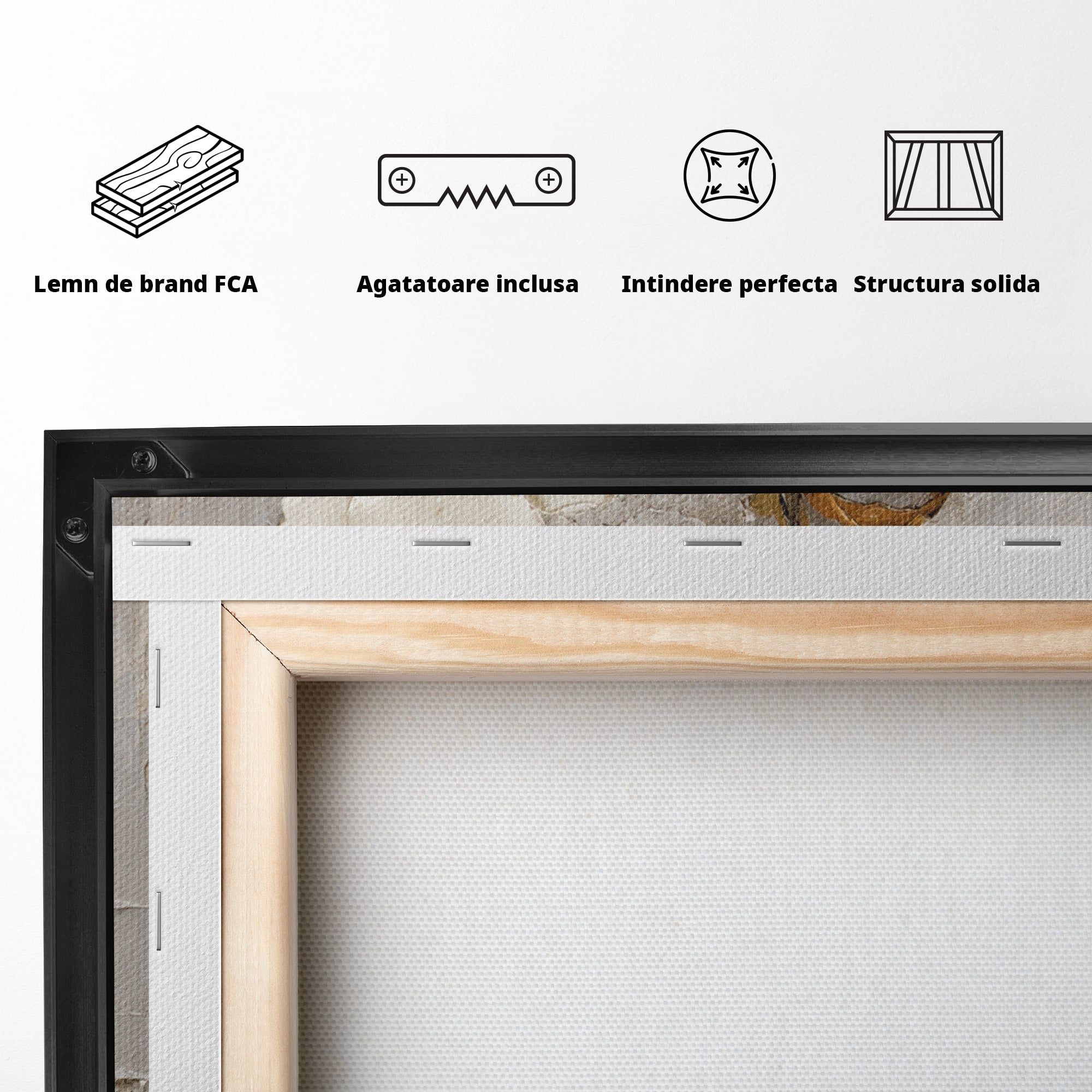 Tablou Canvas Premium LuxCanva® A1861, Flori Albe Texturate, Flori, Texturat, Natura, Living, Dormitor, Culori Vibrante