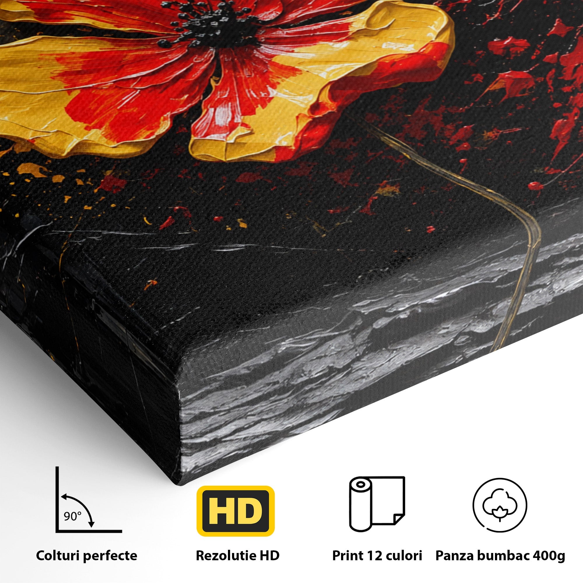 Tablou Canvas Premium LuxCanva® A1863, Floare Vibranta, Floare, Abstract, Modern, Textura, Living, Culori Vibrante