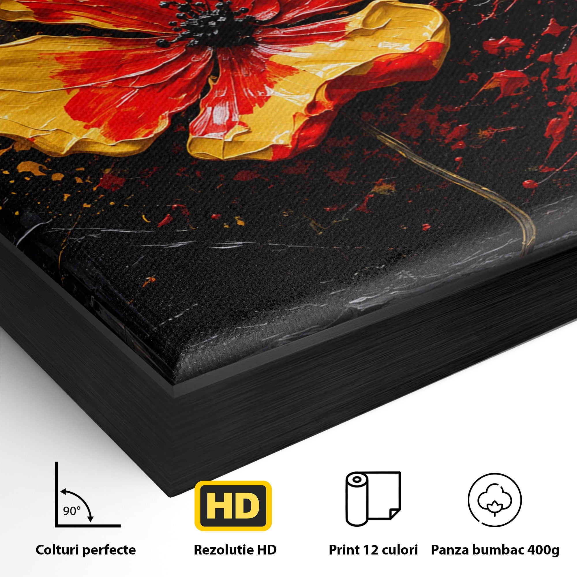Tablou Canvas Premium LuxCanva® A1863, Floare Vibranta, Floare, Abstract, Modern, Textura, Living, Culori Vibrante
