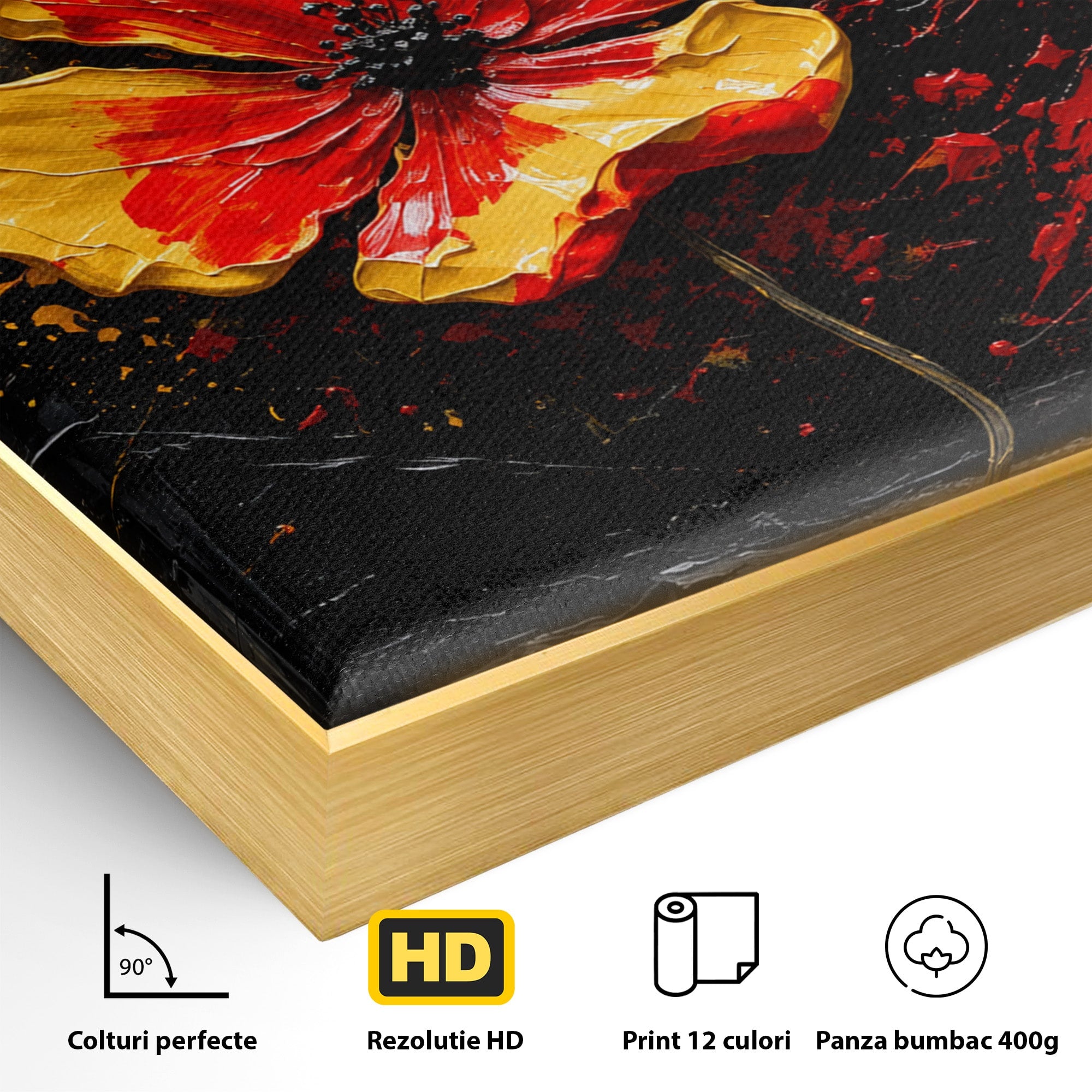 Tablou Canvas Premium LuxCanva® A1863, Floare Vibranta, Floare, Abstract, Modern, Textura, Living, Culori Vibrante