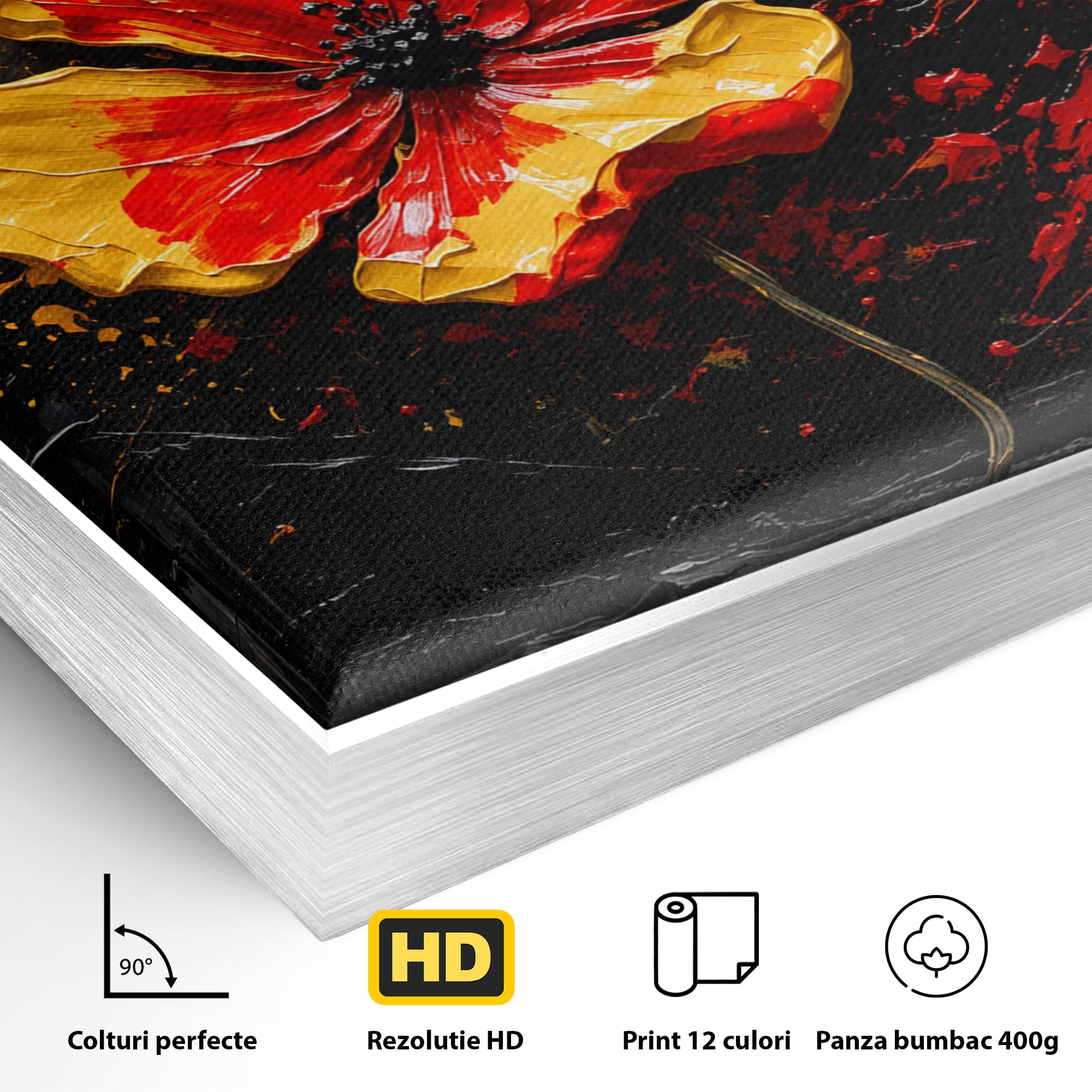 Tablou Canvas Premium LuxCanva® A1863, Floare Vibranta, Floare, Abstract, Modern, Textura, Living, Culori Vibrante