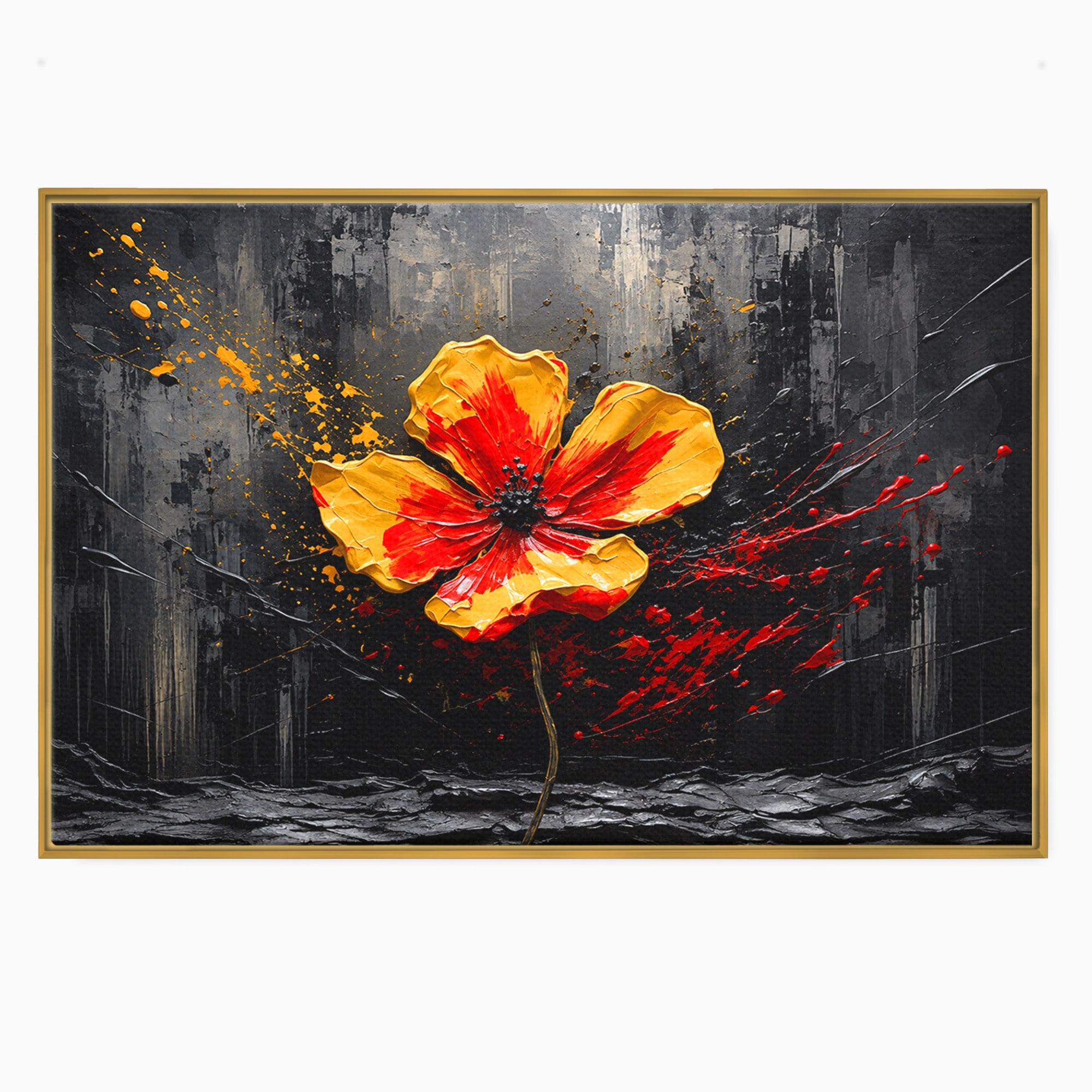 Tablou Canvas Premium LuxCanva® A1863, Floare Vibranta, Floare, Abstract, Modern, Textura, Living, Culori Vibrante