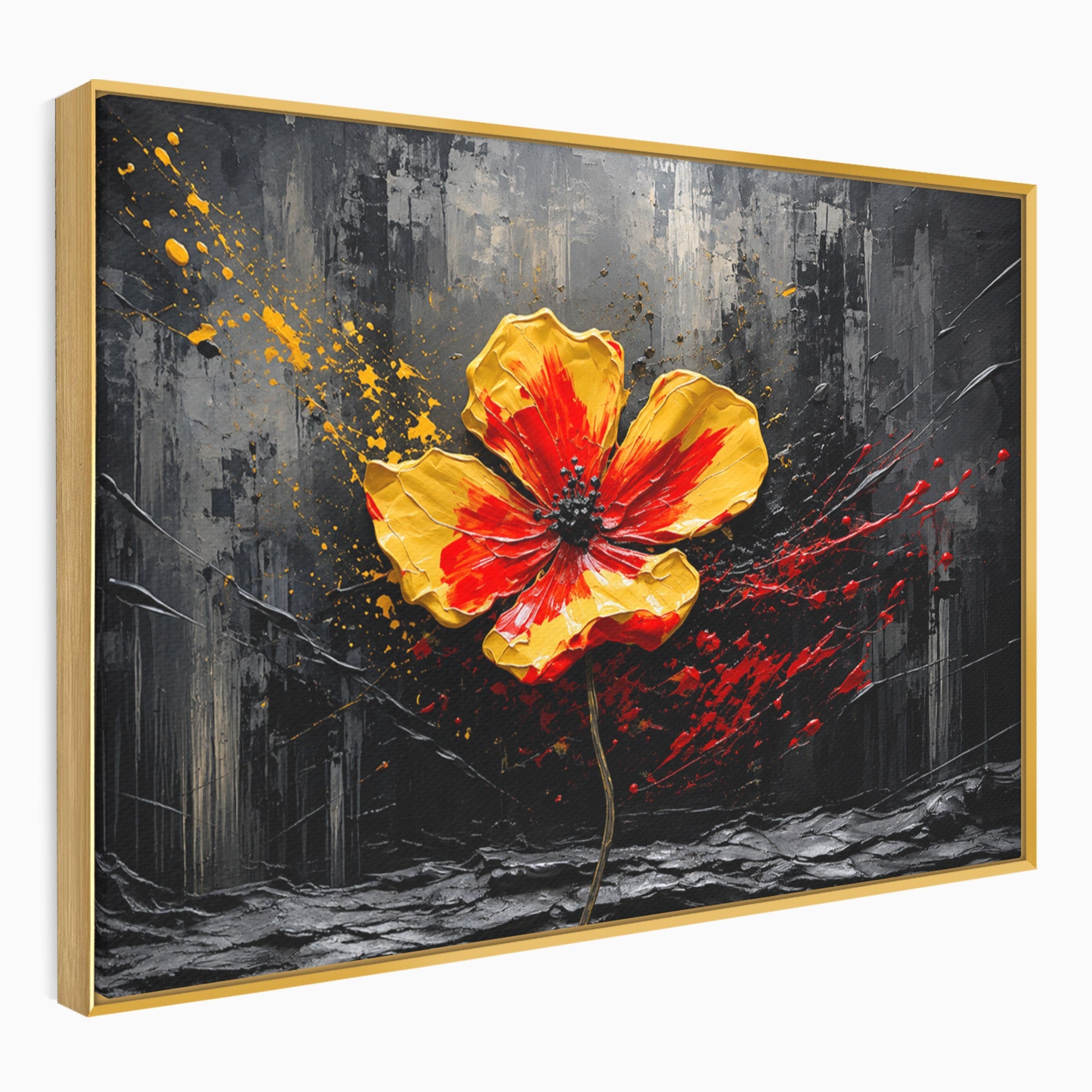 Tablou Canvas Premium LuxCanva® A1863, Floare Vibranta, Floare, Abstract, Modern, Textura, Living, Culori Vibrante